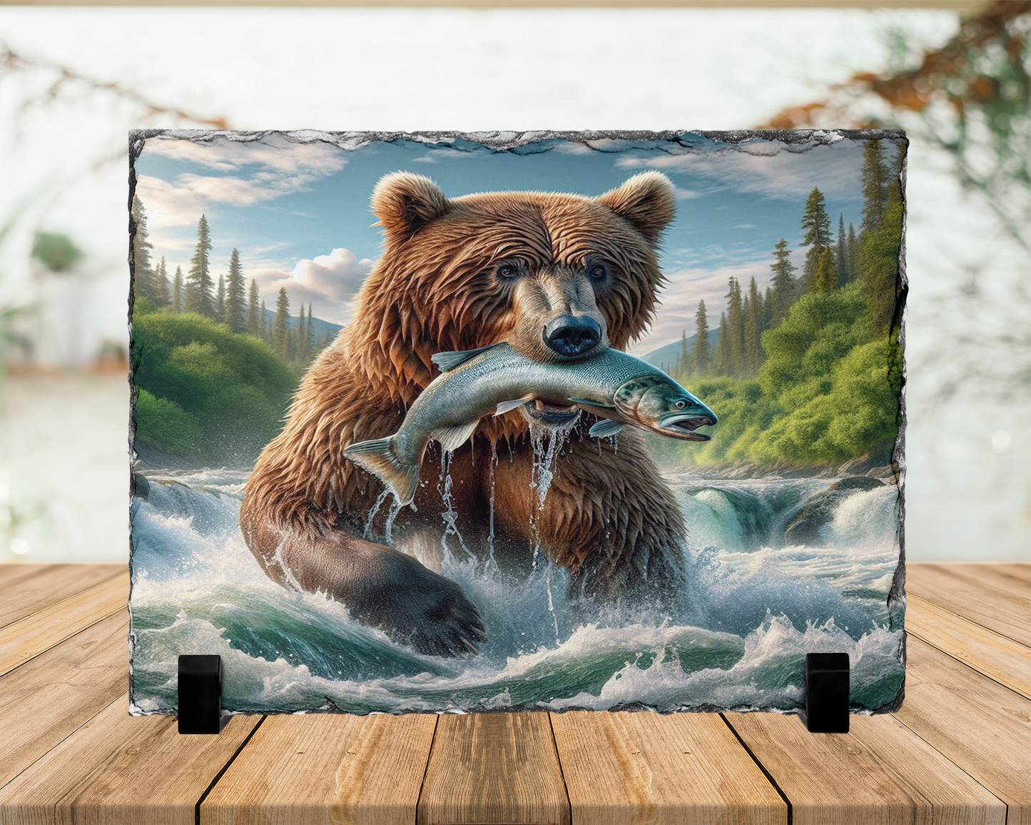 Bear Slate Picture With Display Legs, Outdoor Lover Gift