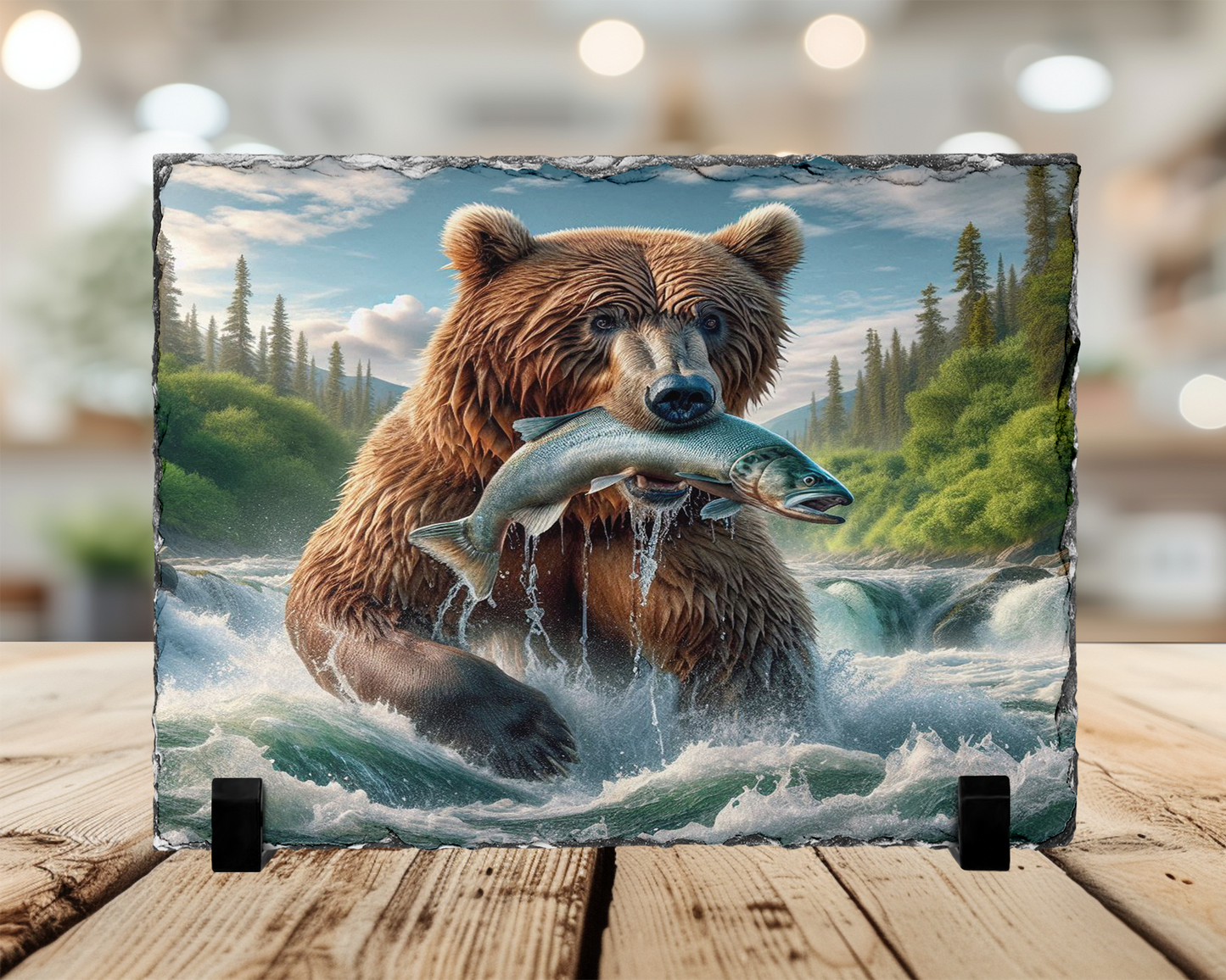 Bear Slate Picture With Display Legs, Outdoor Lover Gift