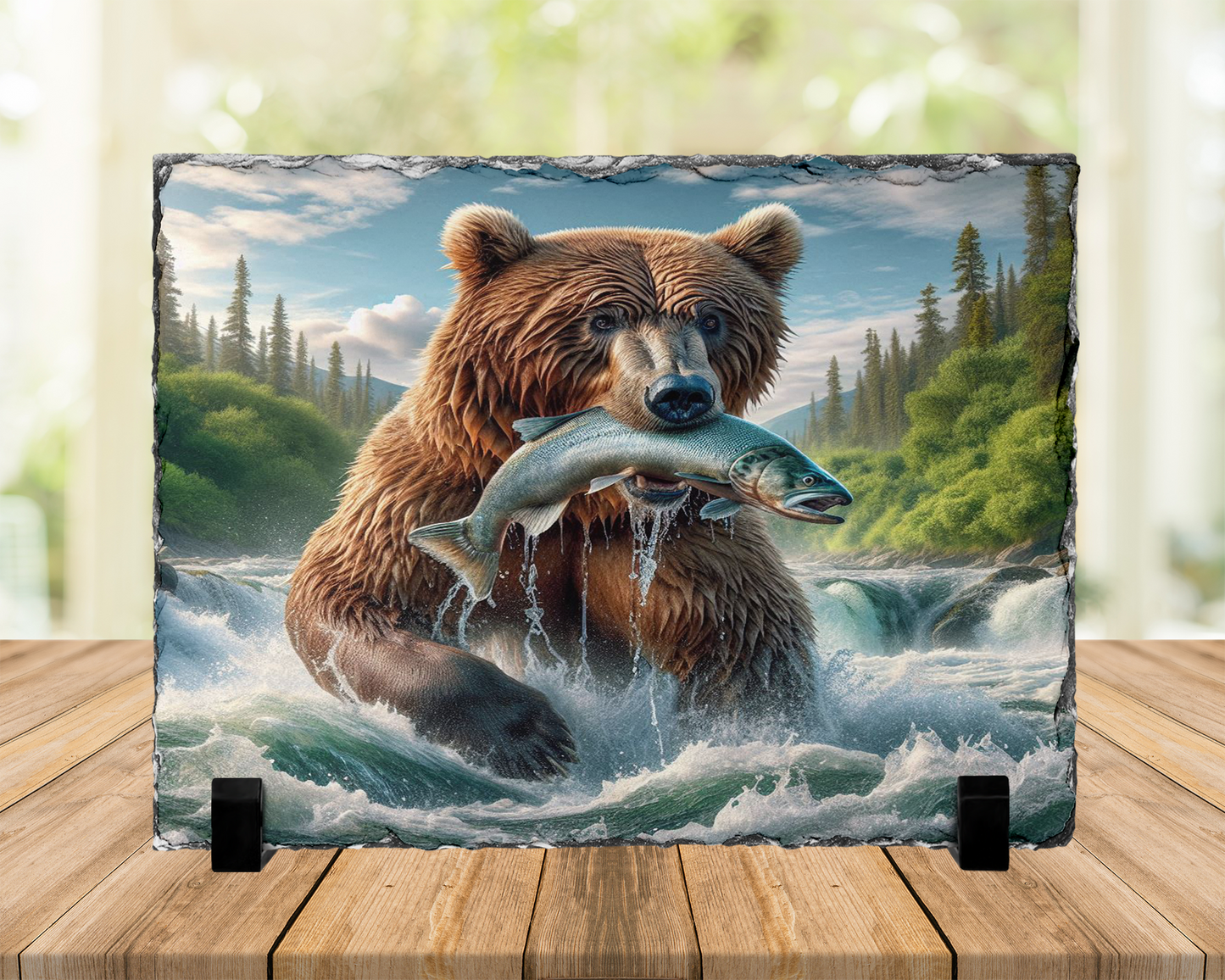 Bear Slate Picture With Display Legs, Outdoor Lover Gift