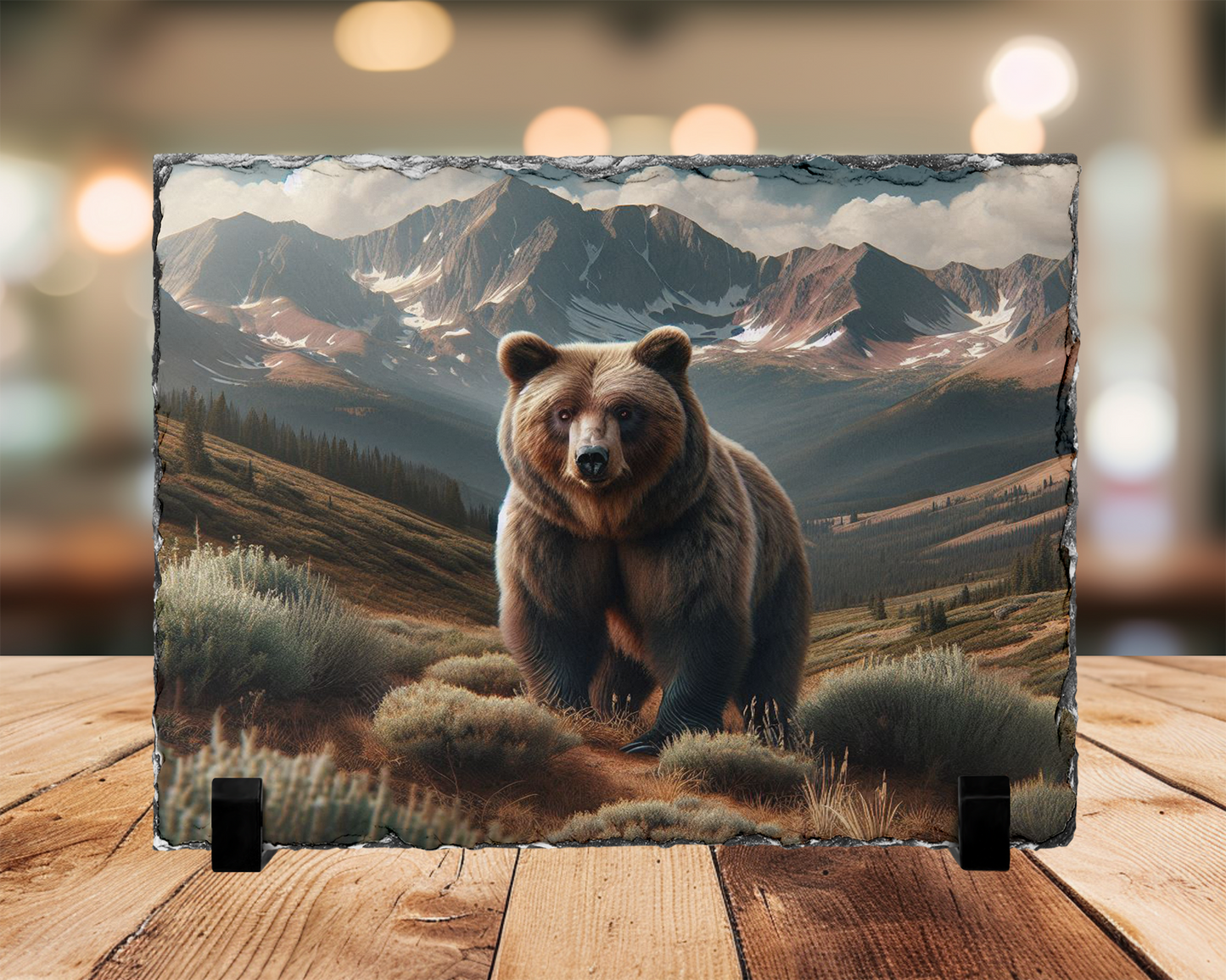Brown Bear Photo Slate with Display Legs, Colorado Mountains Wildlife