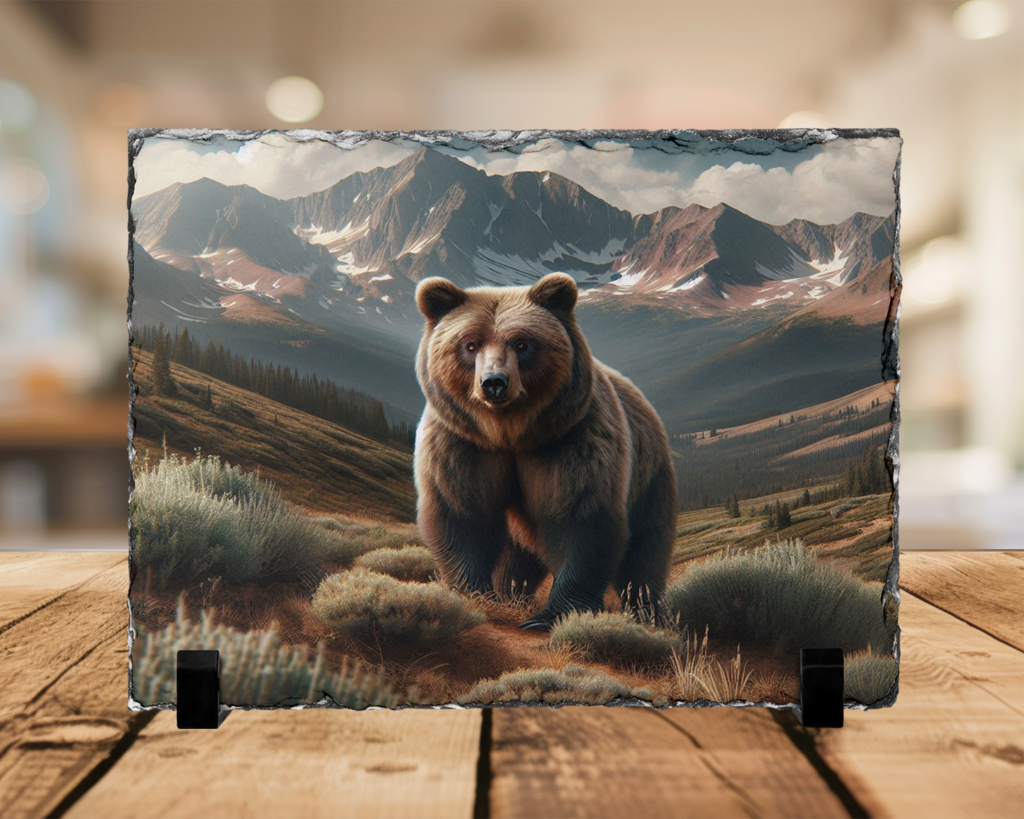Brown Bear Photo Slate with Display Legs, Colorado Mountains Wildlife