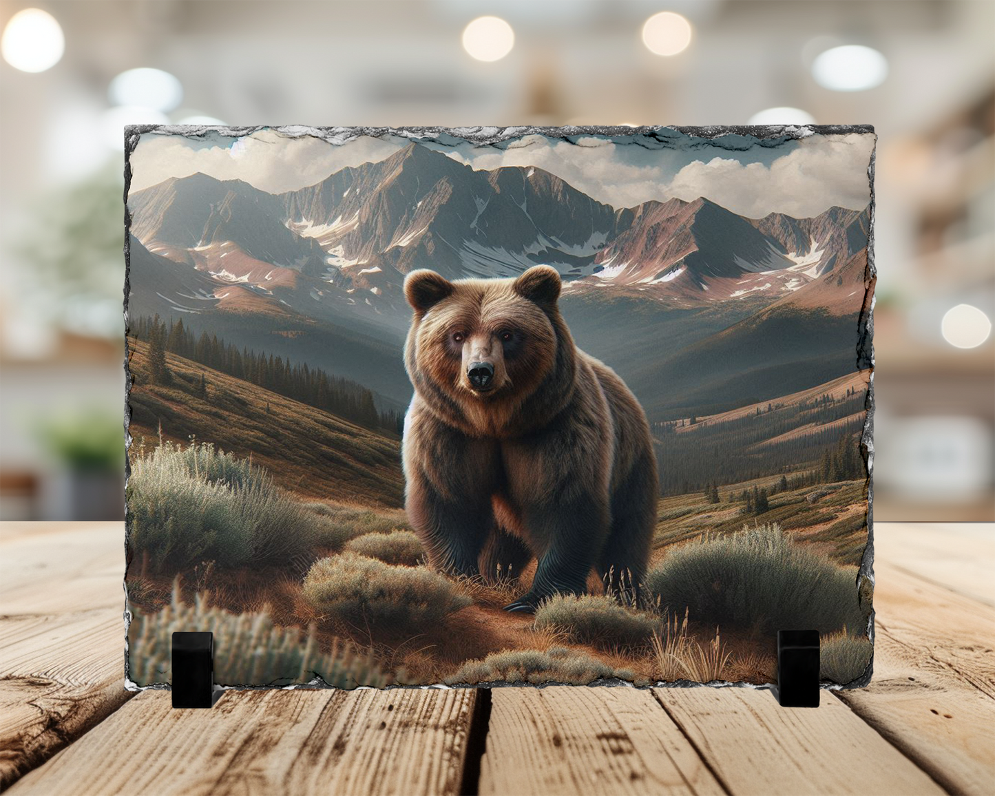 Brown Bear Photo Slate with Display Legs, Colorado Mountains Wildlife