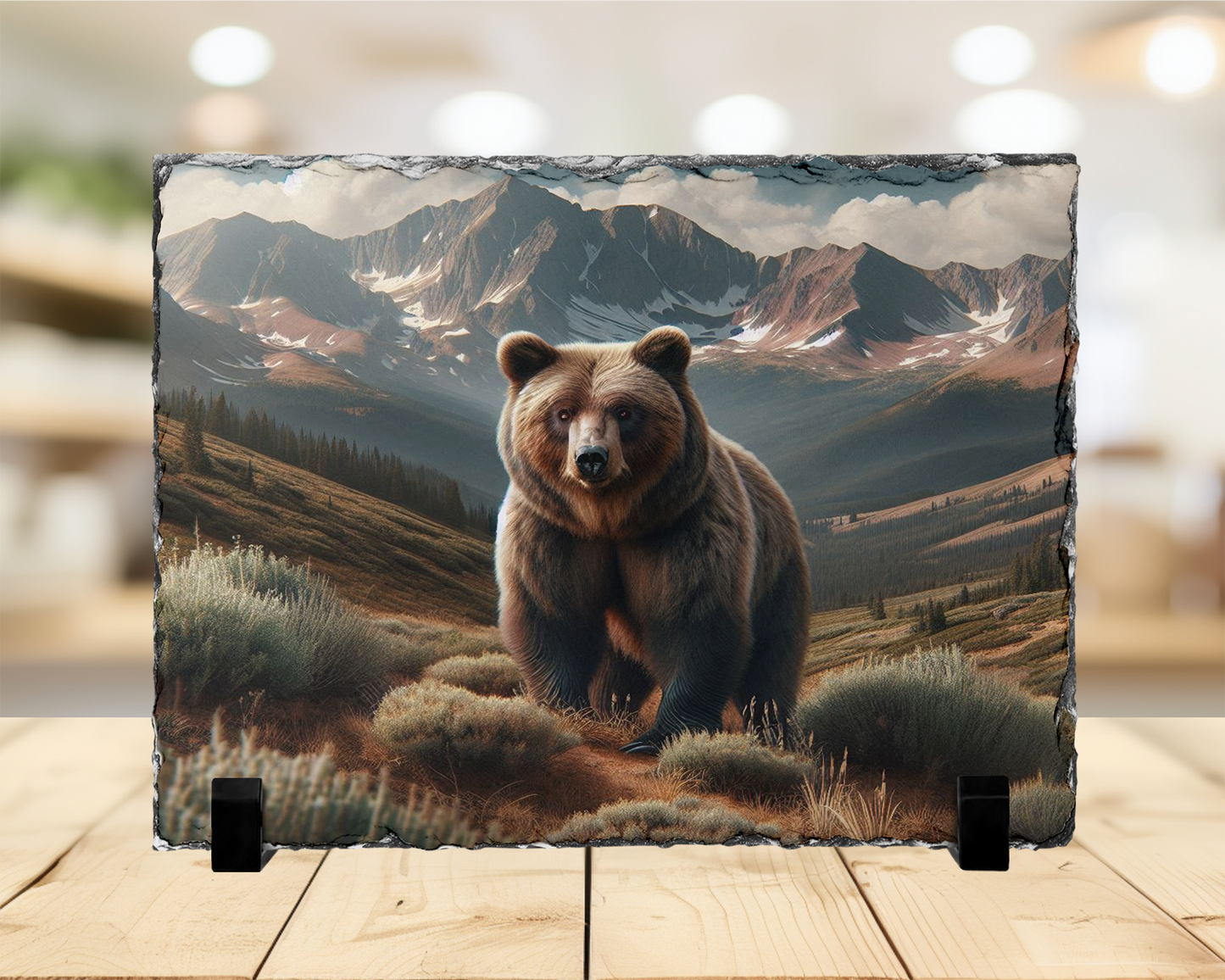 Brown Bear Photo Slate with Display Legs, Colorado Mountains Wildlife