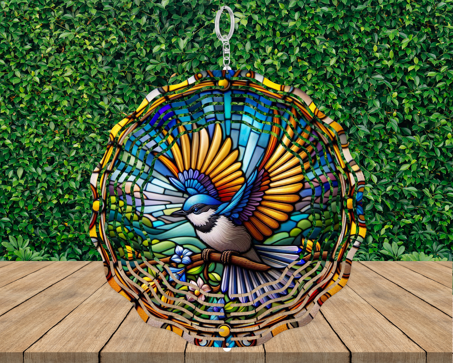 Bird Stained Glass Wind Spinner, Unique Gift for Mothers Day, Hanging Wind Spinner for Porch, Yard Art, Garden Decor for Mom, Bird Lover