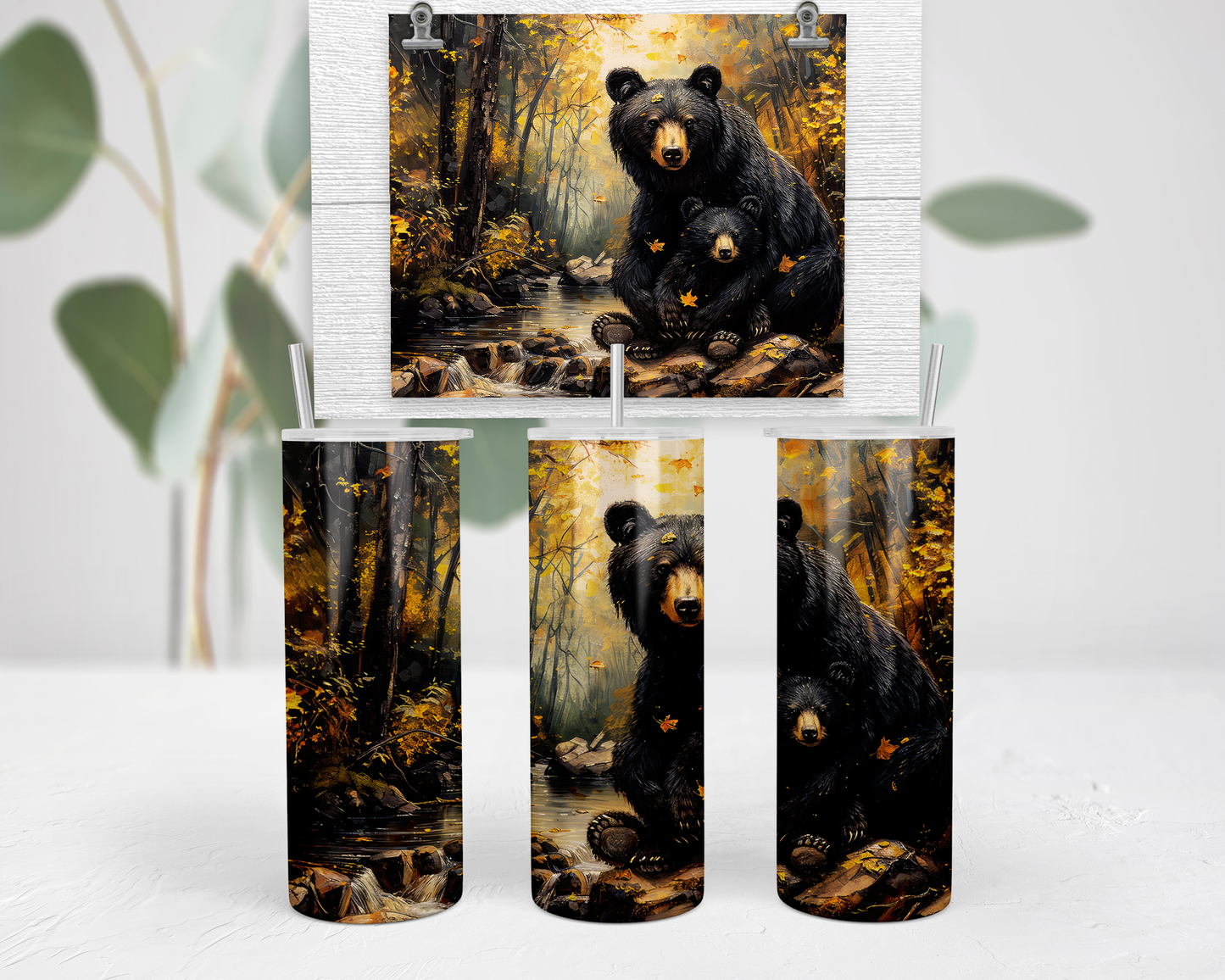 Black Bear Tumbler, To Go Bottle, Wildlife Lover Gift, Unique Gifts for Mother