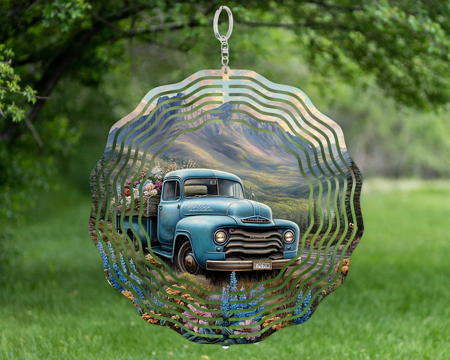 Farm Truck Wind Spinner, Unique Gift for Mothers Day, Double Sided Wind Spinner, Yard Or Porch Decor, Housewarming Gift, Farm Lover Gift