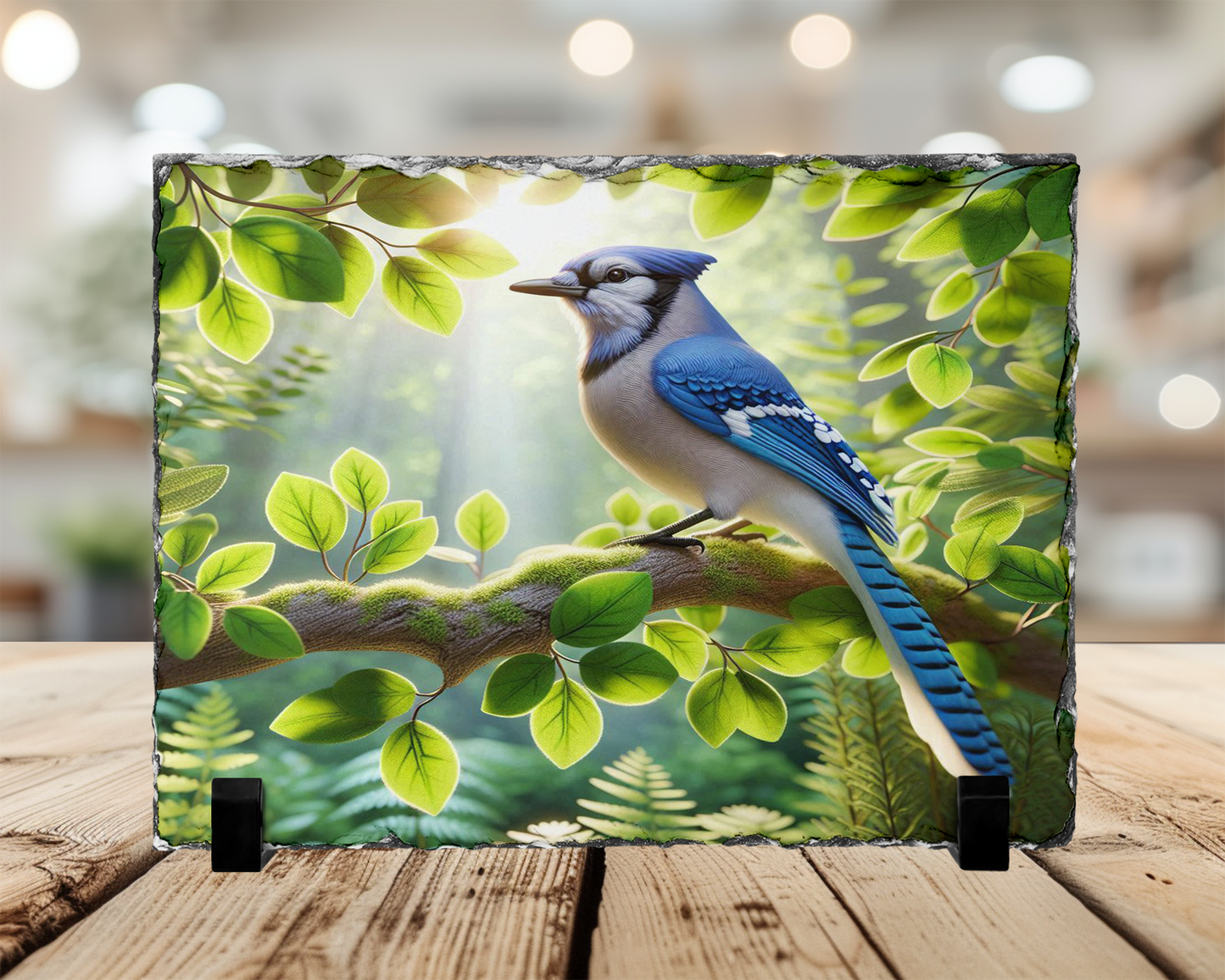 Blue Jay Photo Slate with Display Legs, Nature Lover Gift