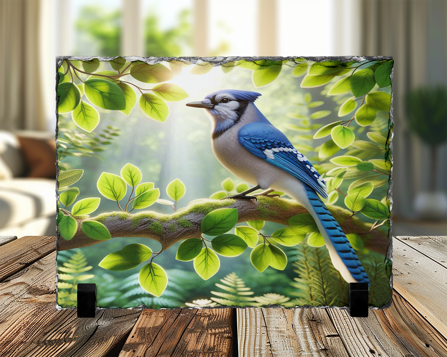 Blue Jay Photo Slate with Display Legs, Nature Lover Gift