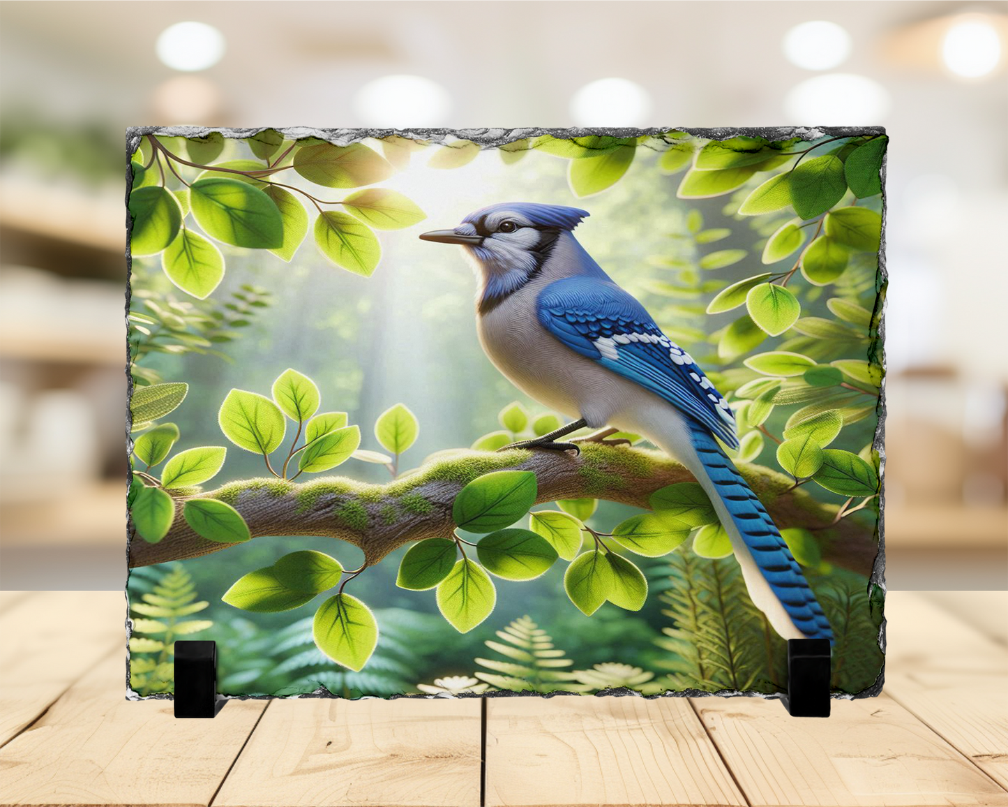 Blue Jay Photo Slate with Display Legs, Nature Lover Gift