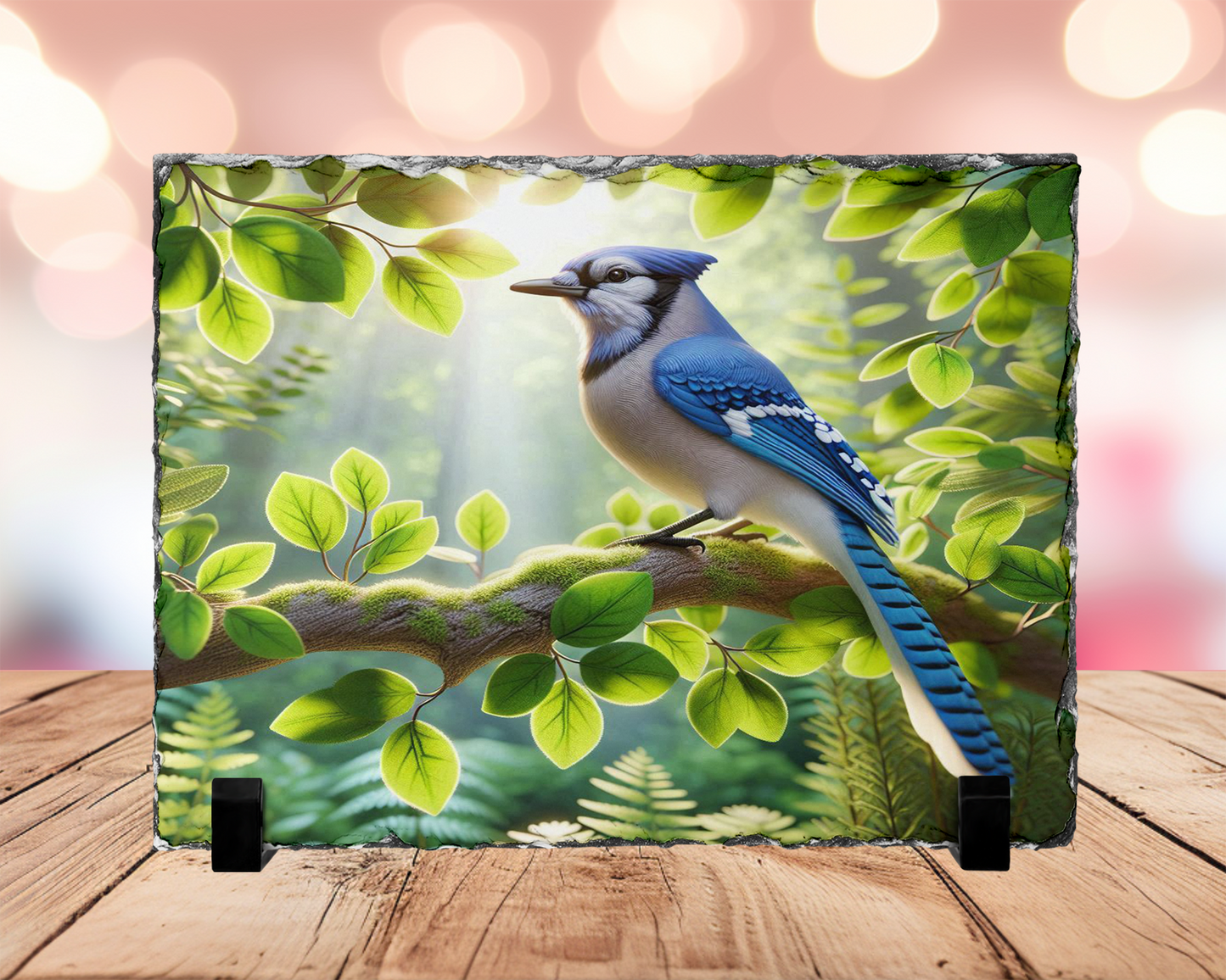 Blue Jay Photo Slate with Display Legs, Nature Lover Gift