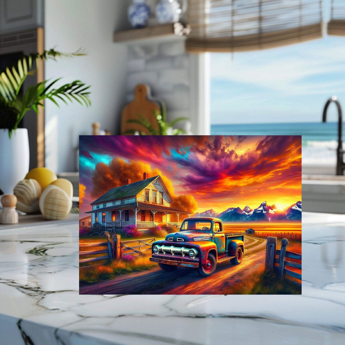 Sunset Mountain Farm Rustic Cutting Board - Charming Kitchen Decor Ideal Homestead Gift