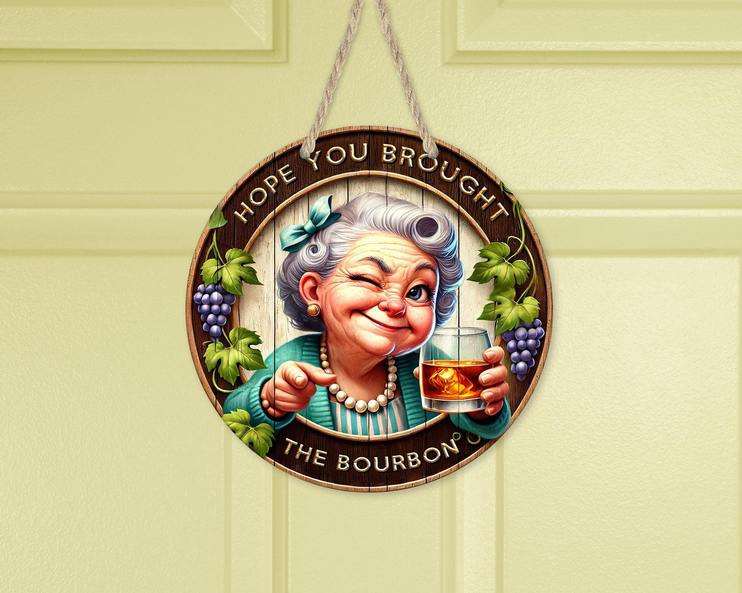 Sassy Bourbon Lady Wreath - Unique Door Decor Gift for Bourbon Lovers and Sisters