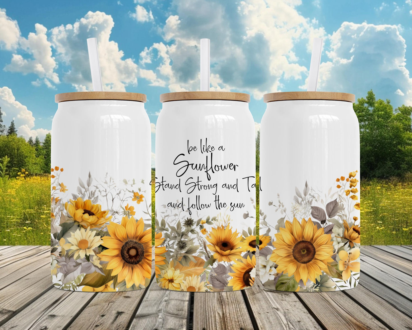 Sunflower Quote Insulated Tumbler, 16oz Stainless Steel Gift, Be Like a Sunflower Travel Cup