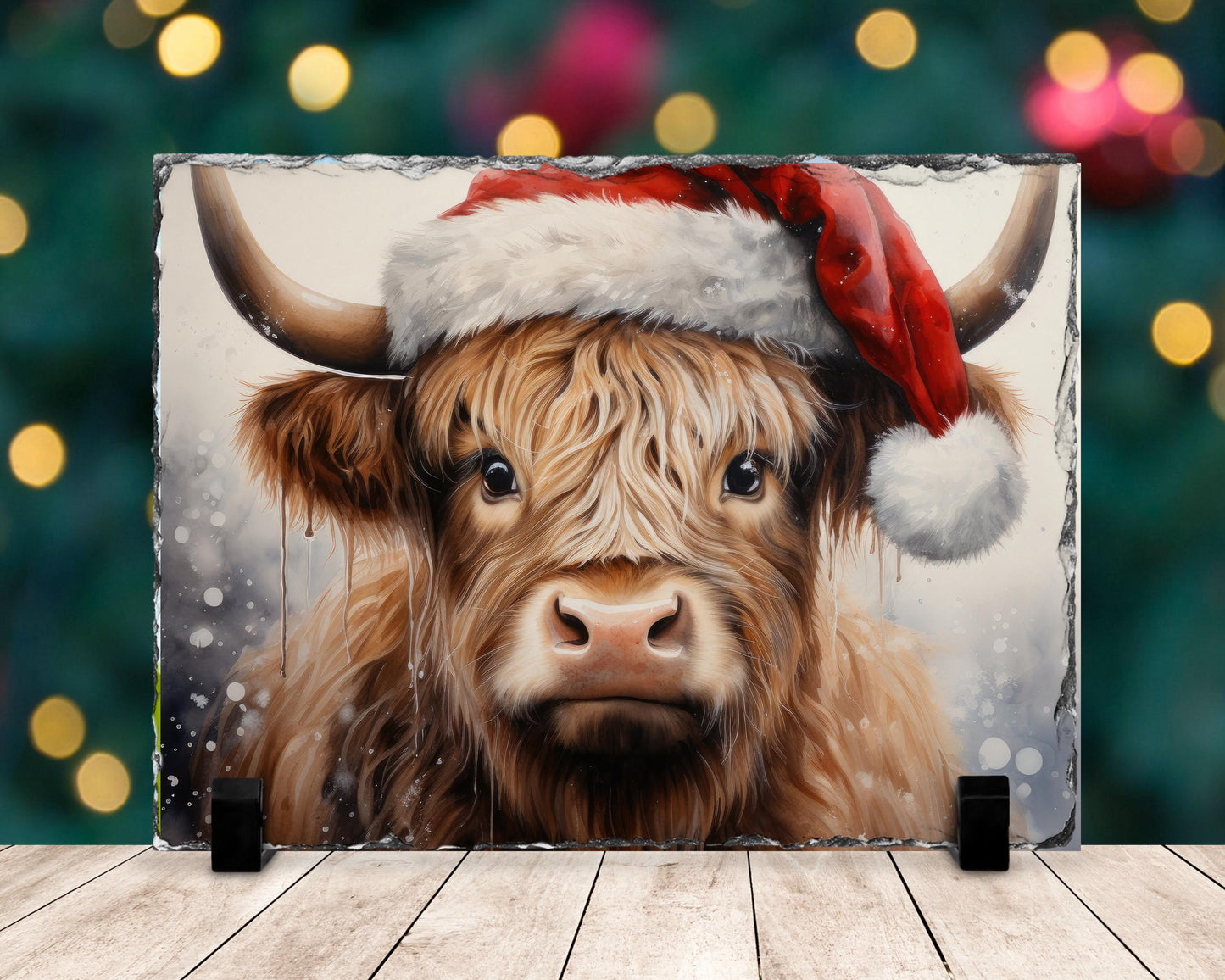 Highland Cow Slate Sign - Rustic Farmhouse Christmas Decor for Holiday Cheer