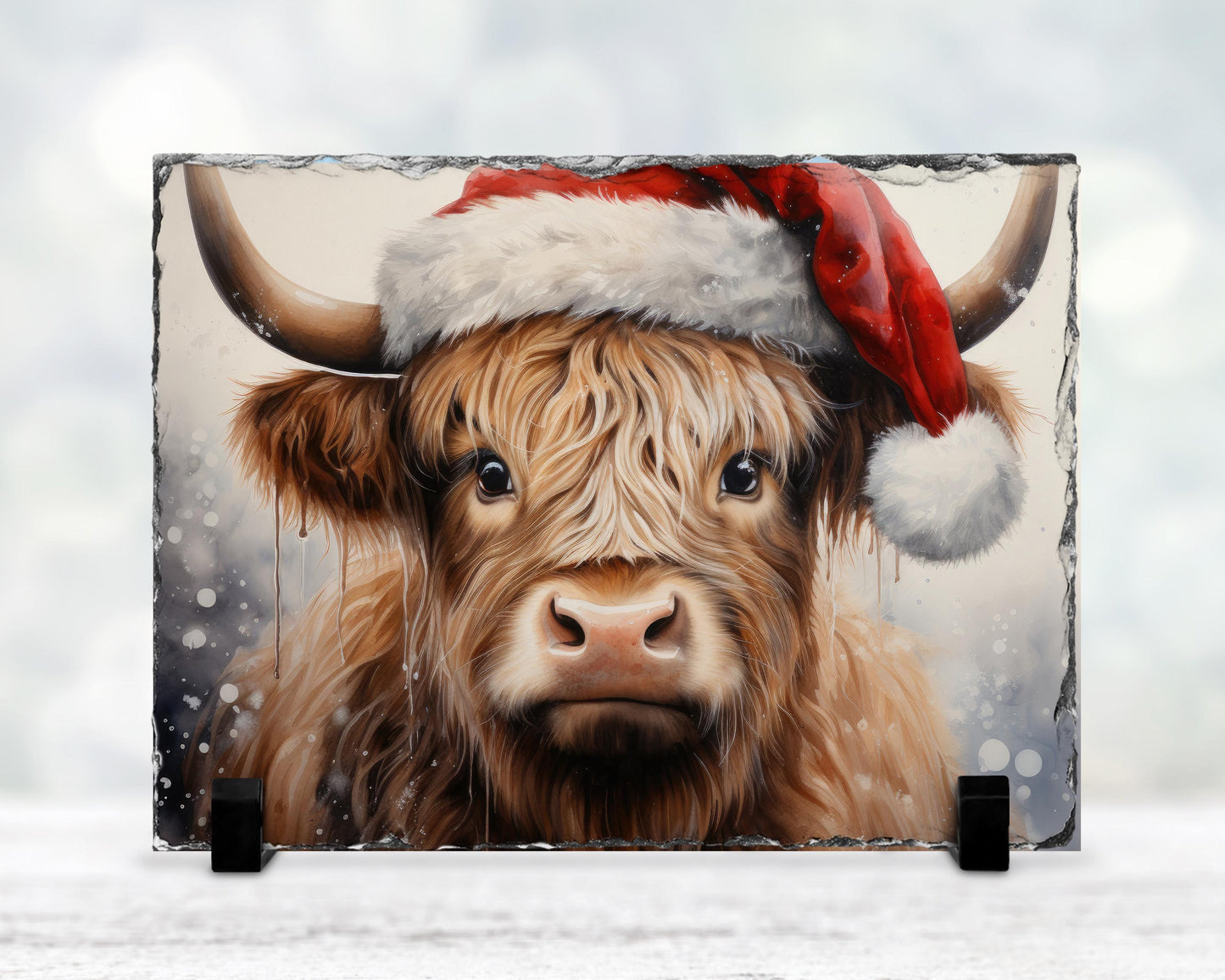 Highland Cow Slate Sign - Rustic Farmhouse Christmas Decor for Holiday Cheer