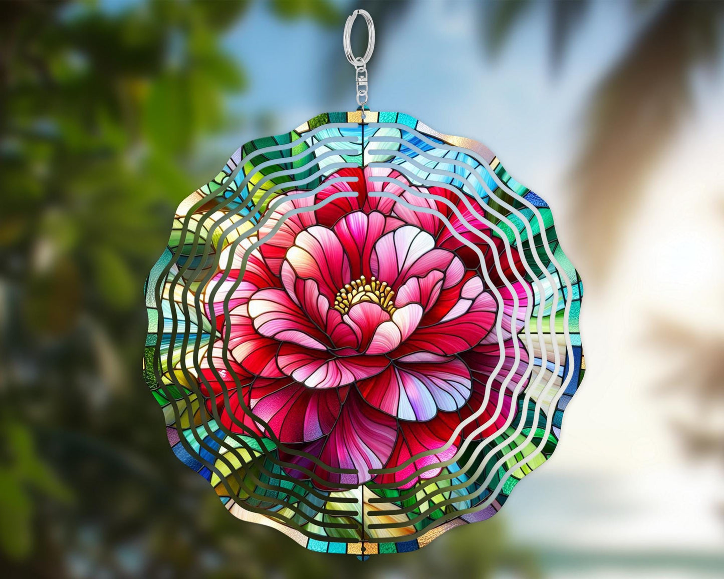 Alabama State Flower Camellia Wind Spinner, Unique Gifts for Alabama Lover, Nature-Inspired Housewarming Gift, Hanging Wind Sculpture