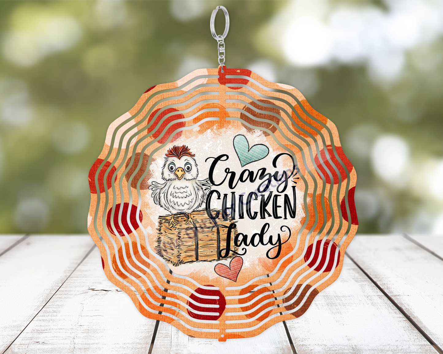 Crazy Chicken Lady 3D 10'in Wind Spinner, Gift for Chicken Lady