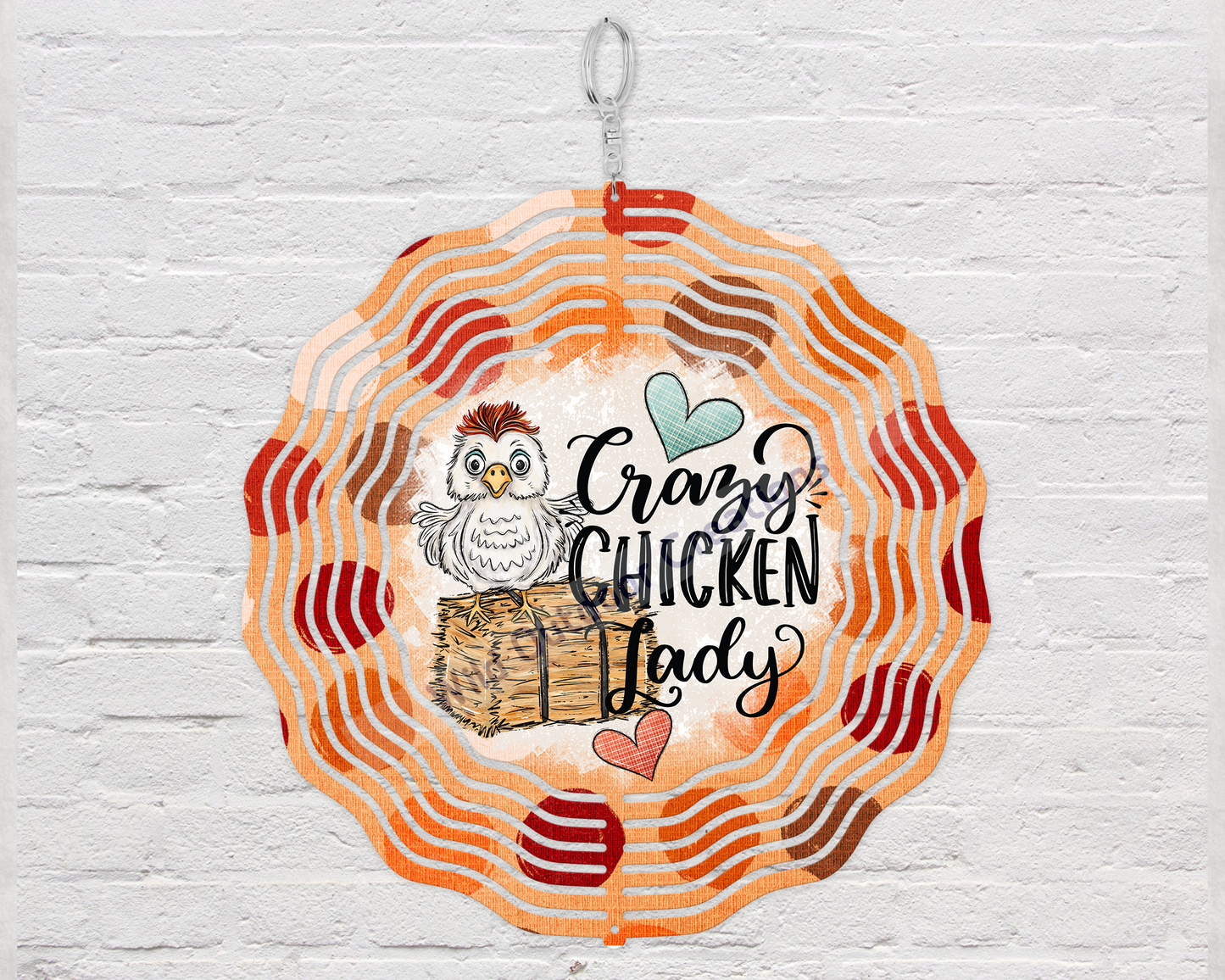 Crazy Chicken Lady 3D 10'in Wind Spinner, Gift for Chicken Lady