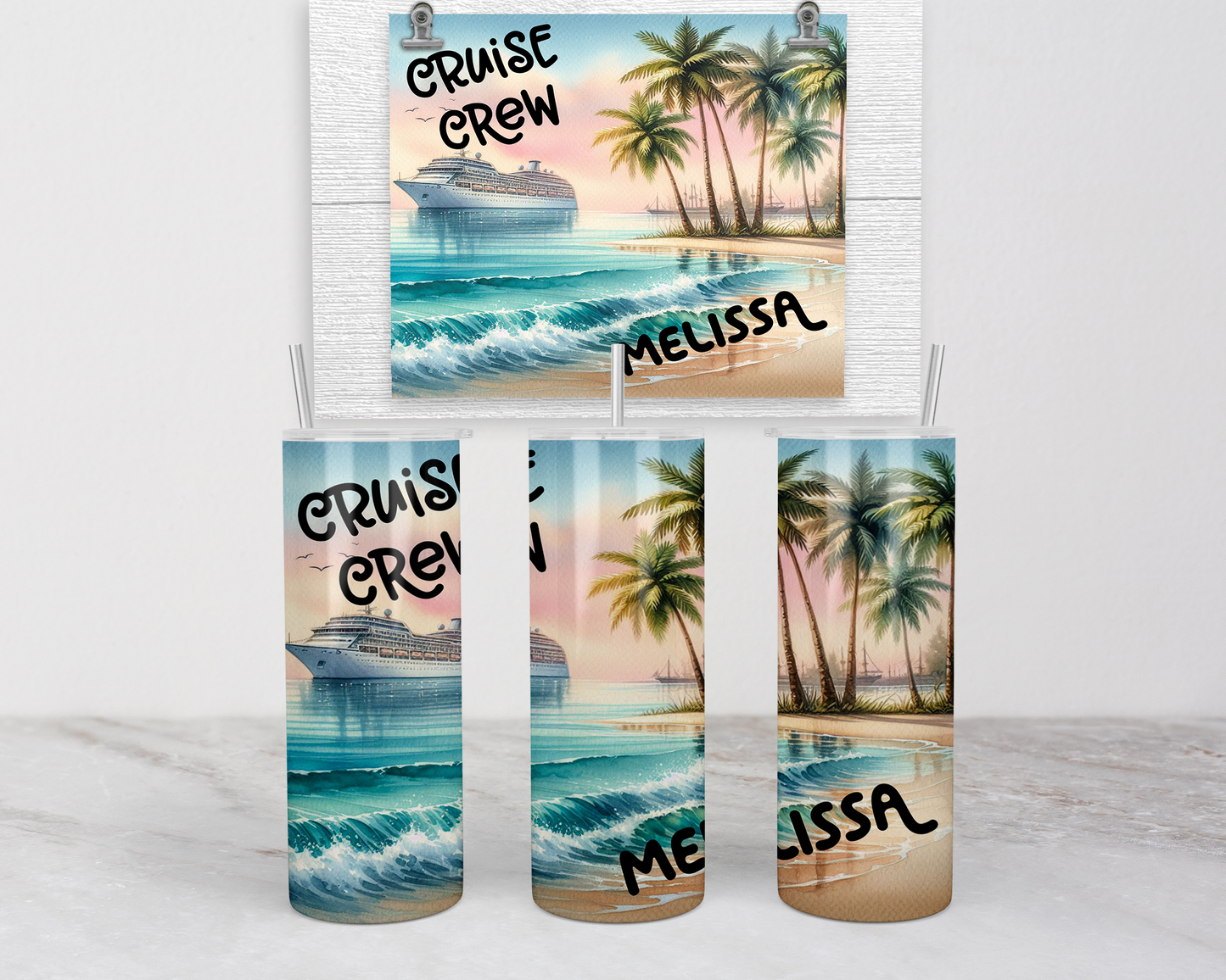 Cruise Crew Custom Tumbler, Personalized Girls Trip Tumblers, Glow in Dark Cruise Cup, Group Cruise Gifts, Vacation Tumblers, On The Go Cup