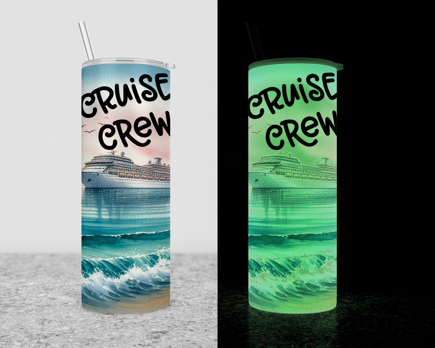 Cruise Crew Custom Tumbler, Personalized Girls Trip Tumblers, Glow in Dark Cruise Cup, Group Cruise Gifts, Vacation Tumblers, On The Go Cup