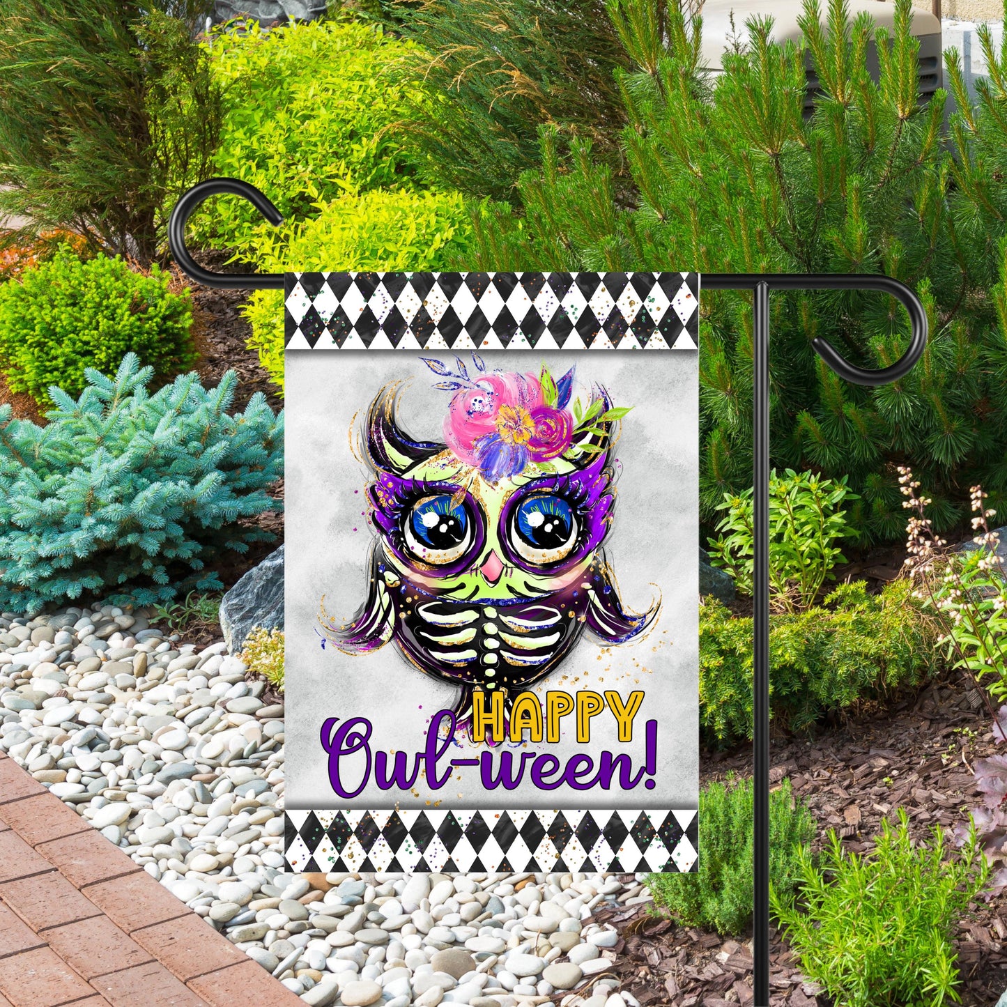 Halloween Owl Garden Flag - 12x18 Inch Double-Sided Decor Perfect Gift for Owl Lovers