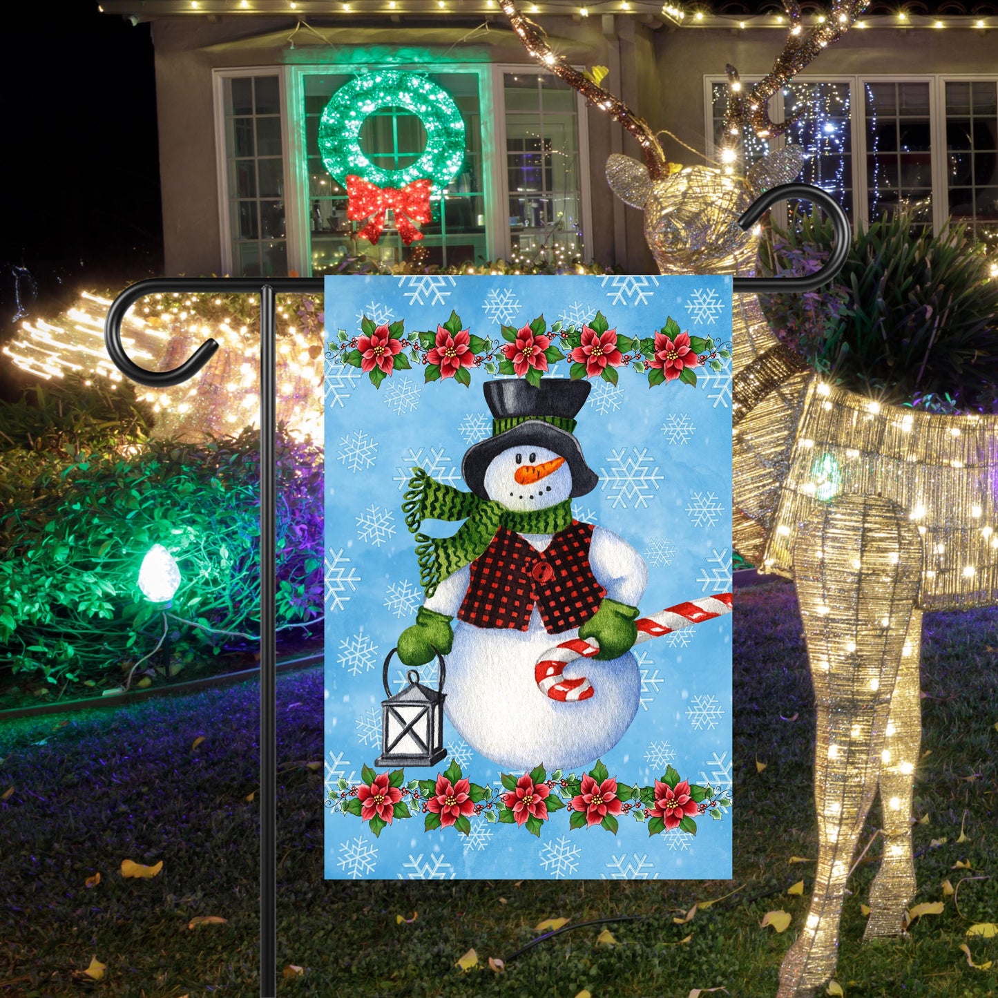 Festive Snowman Garden Flag 12x18 Inch - Holiday Decor for Snowman Lovers