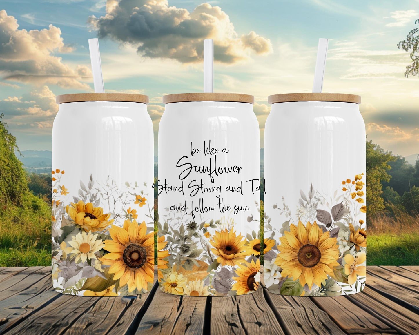 Sunflower Quote Insulated Tumbler, 16oz Stainless Steel Gift, Be Like a Sunflower Travel Cup