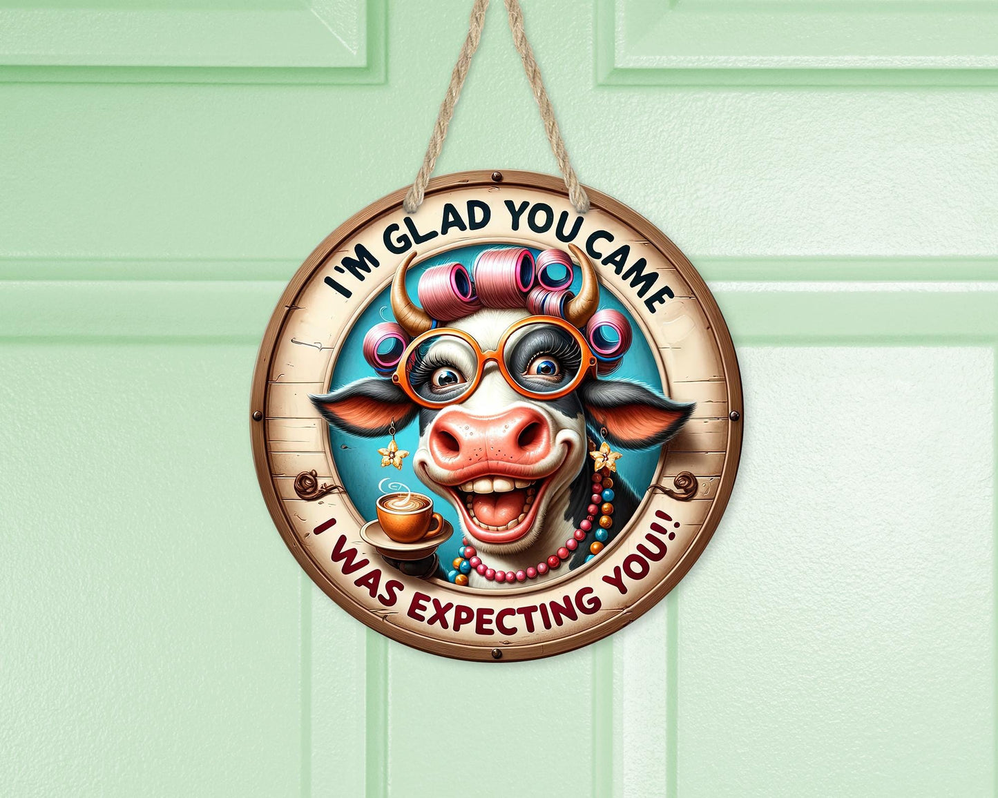 Whimsical Cow Door Hanger - Unique Home Decor Gift for Mom Perfect for Front Porch Housewarming
