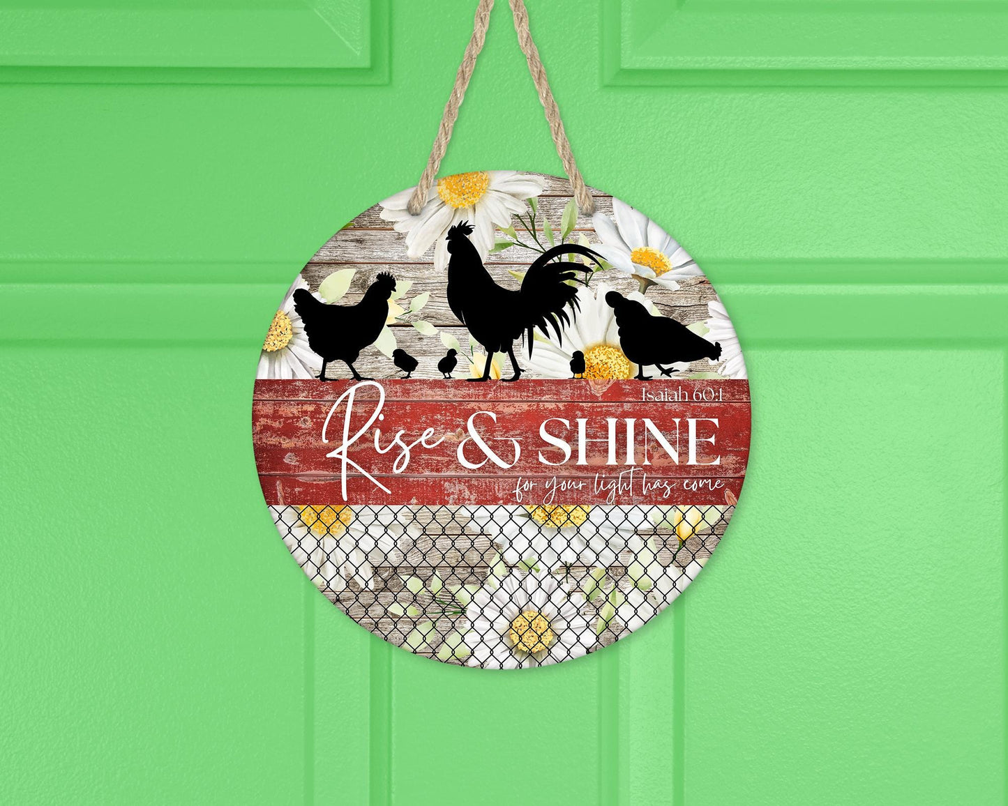 Rise Shine Chickens Door Wreath Perfect Housewarming Gift Christian Blessing for New Homes