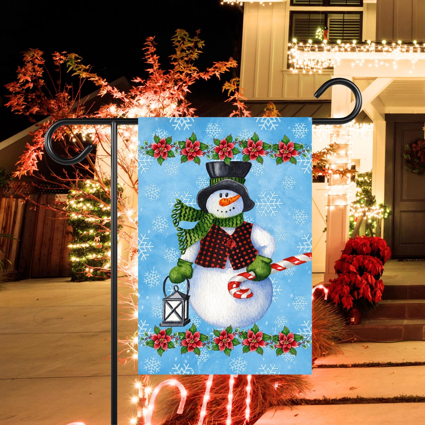 Festive Snowman Garden Flag 12x18 Inch - Holiday Decor for Snowman Lovers