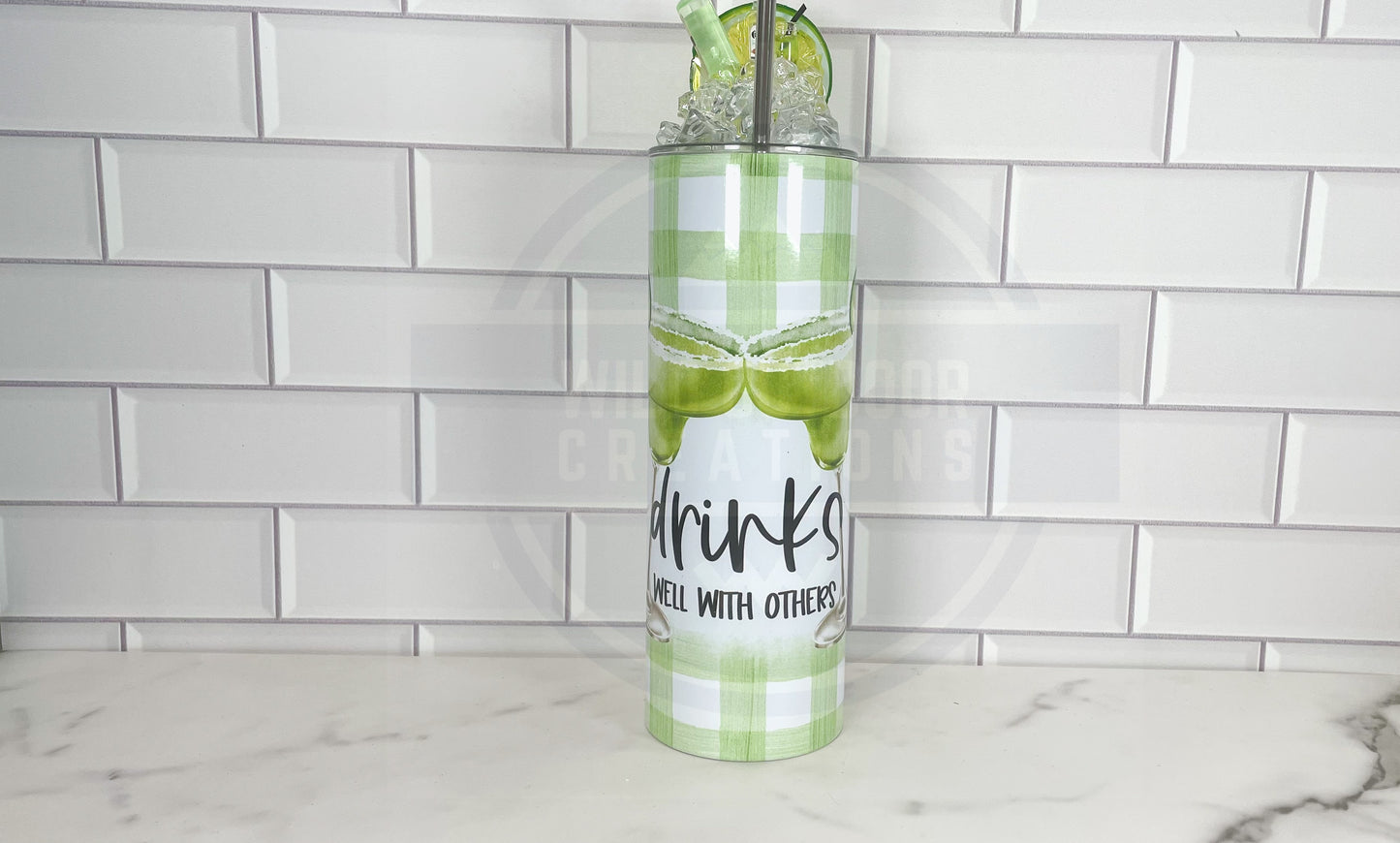 20oz Tumbler with Fake Ice Lid Topper - Drinks Well With Others