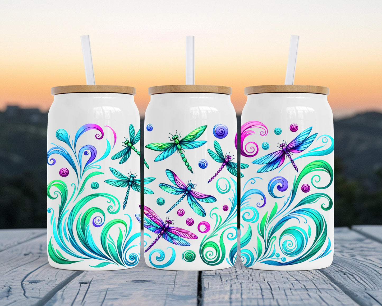 Dragonfly Tumbler Gift, Colorful Nature Travel Mug, 16oz Stainless Steel Insulated Cup