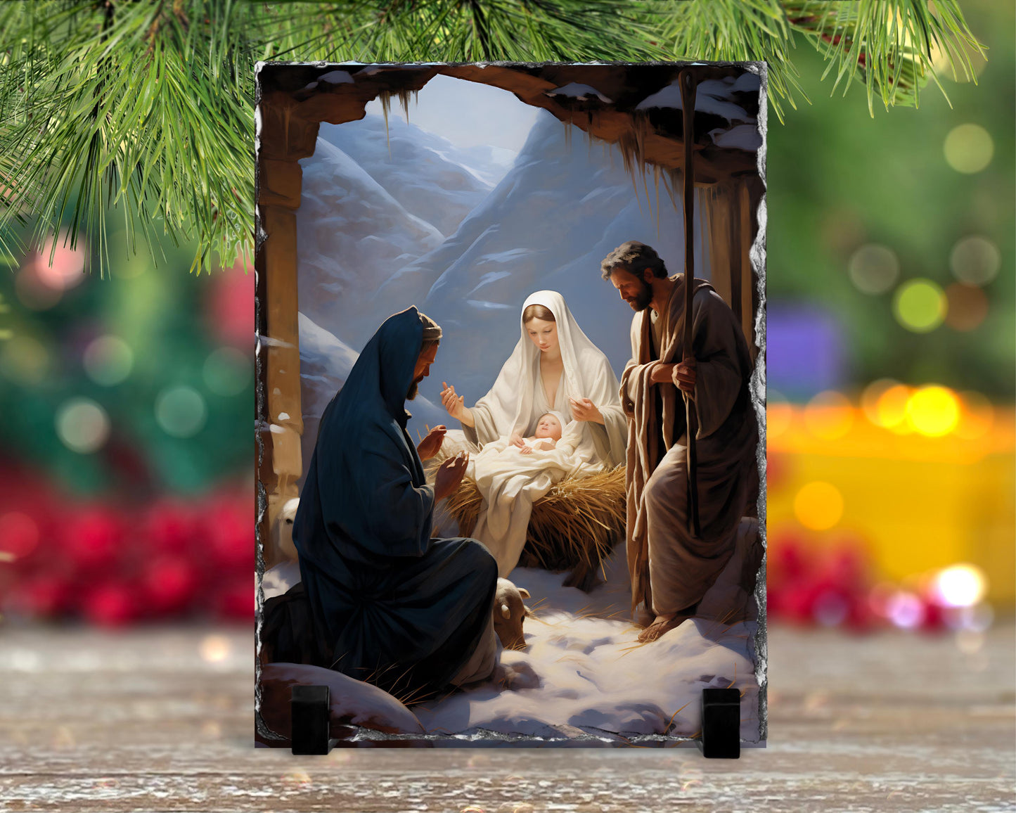 Holy Family Slate Plaque - 78x585 In Christian Nativity Scene Decor Perfect Religious Holiday Gift