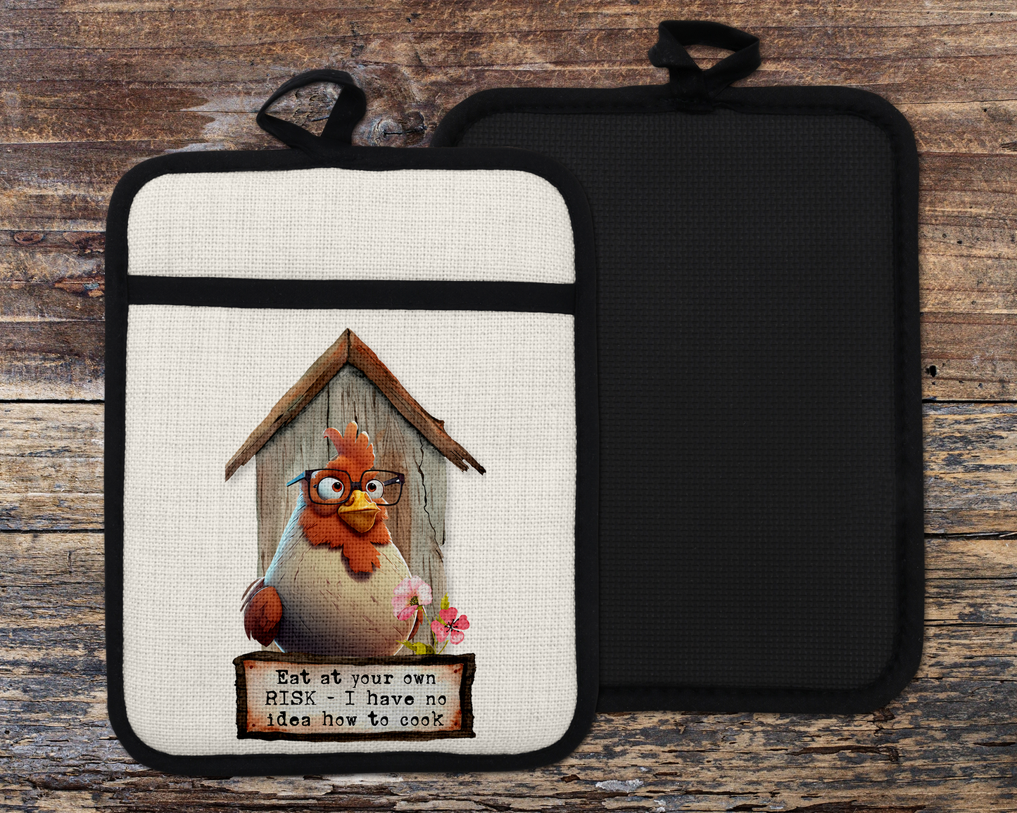 Funny Chicken Oven Mitt - Sarcastic Farmhouse Kitchen Decor