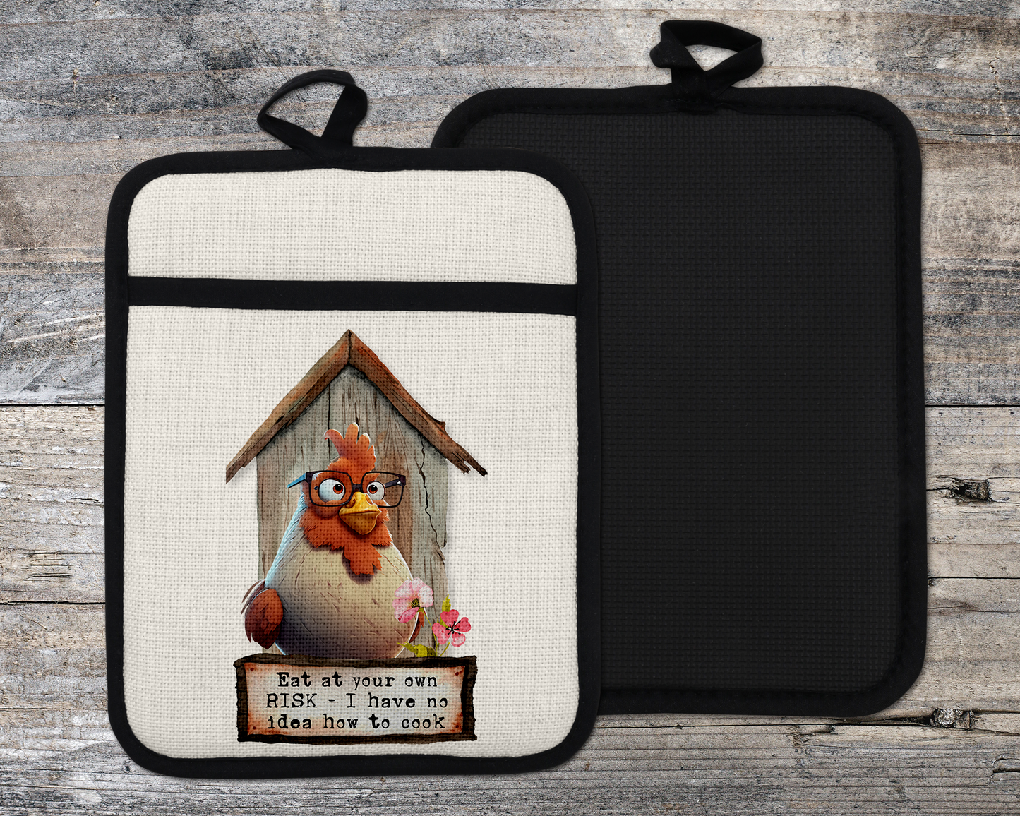 Funny Chicken Oven Mitt - Sarcastic Farmhouse Kitchen Decor