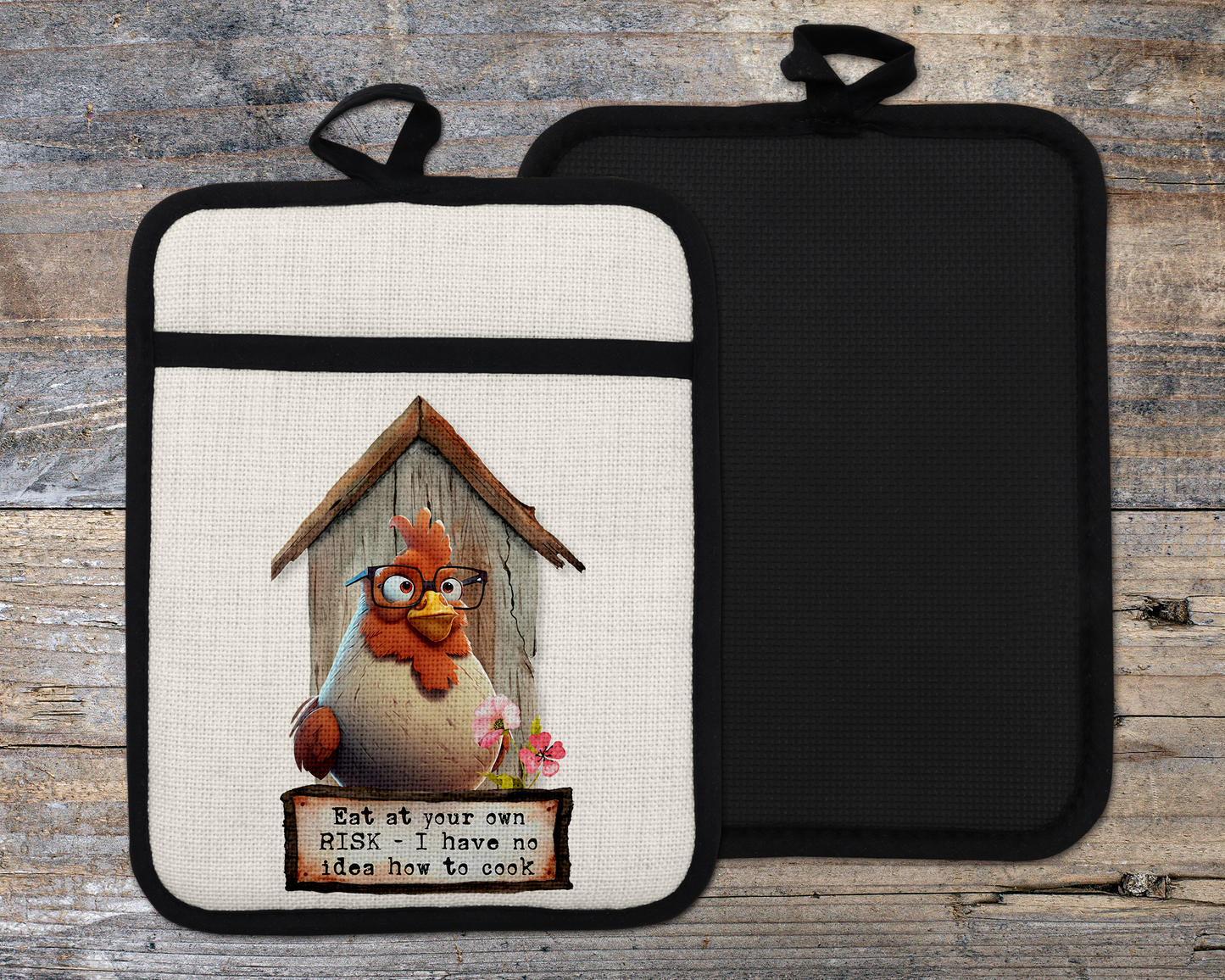 Funny Chicken Oven Mitt - Sarcastic Farmhouse Kitchen Decor