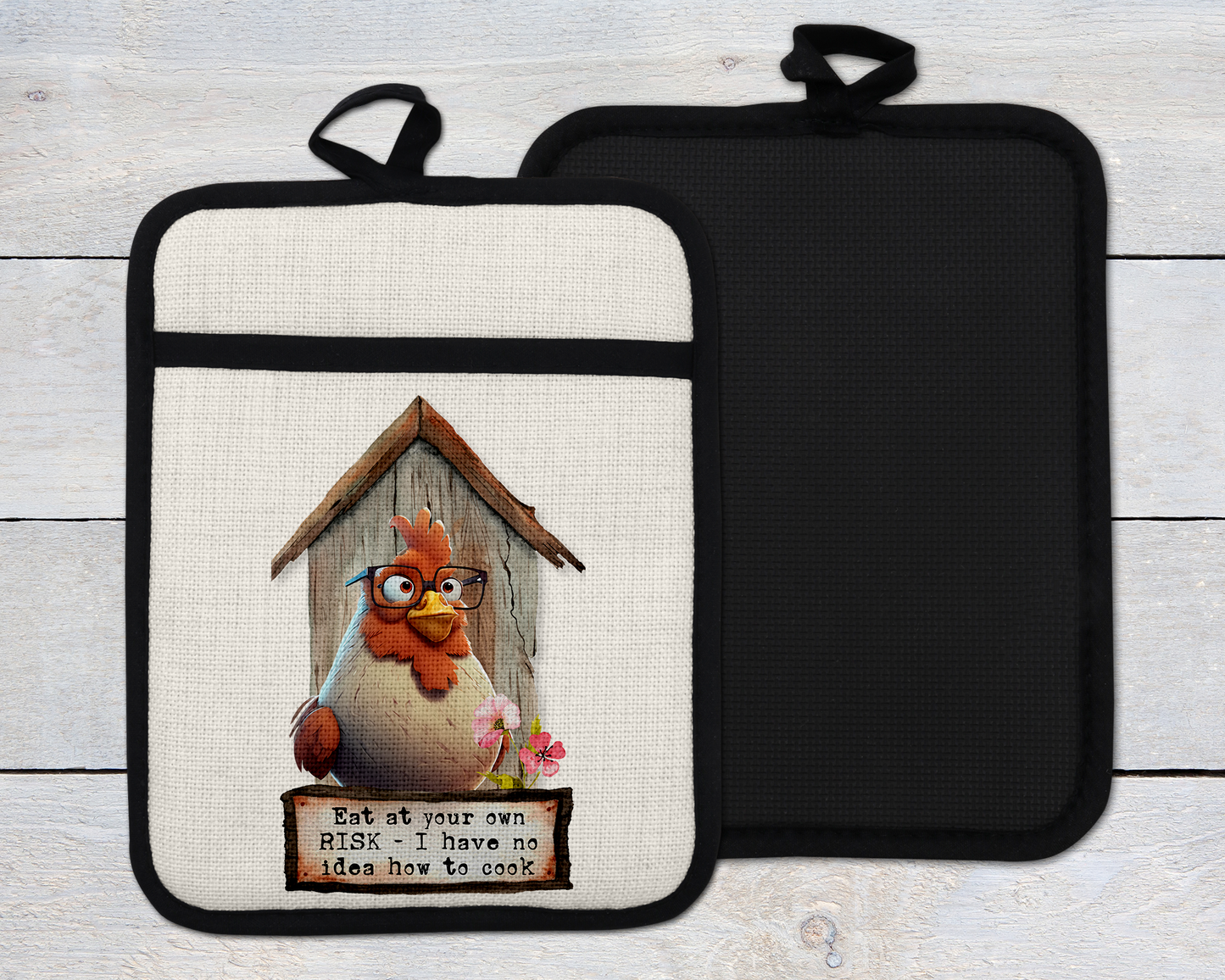 Funny Chicken Oven Mitt - Sarcastic Farmhouse Kitchen Decor