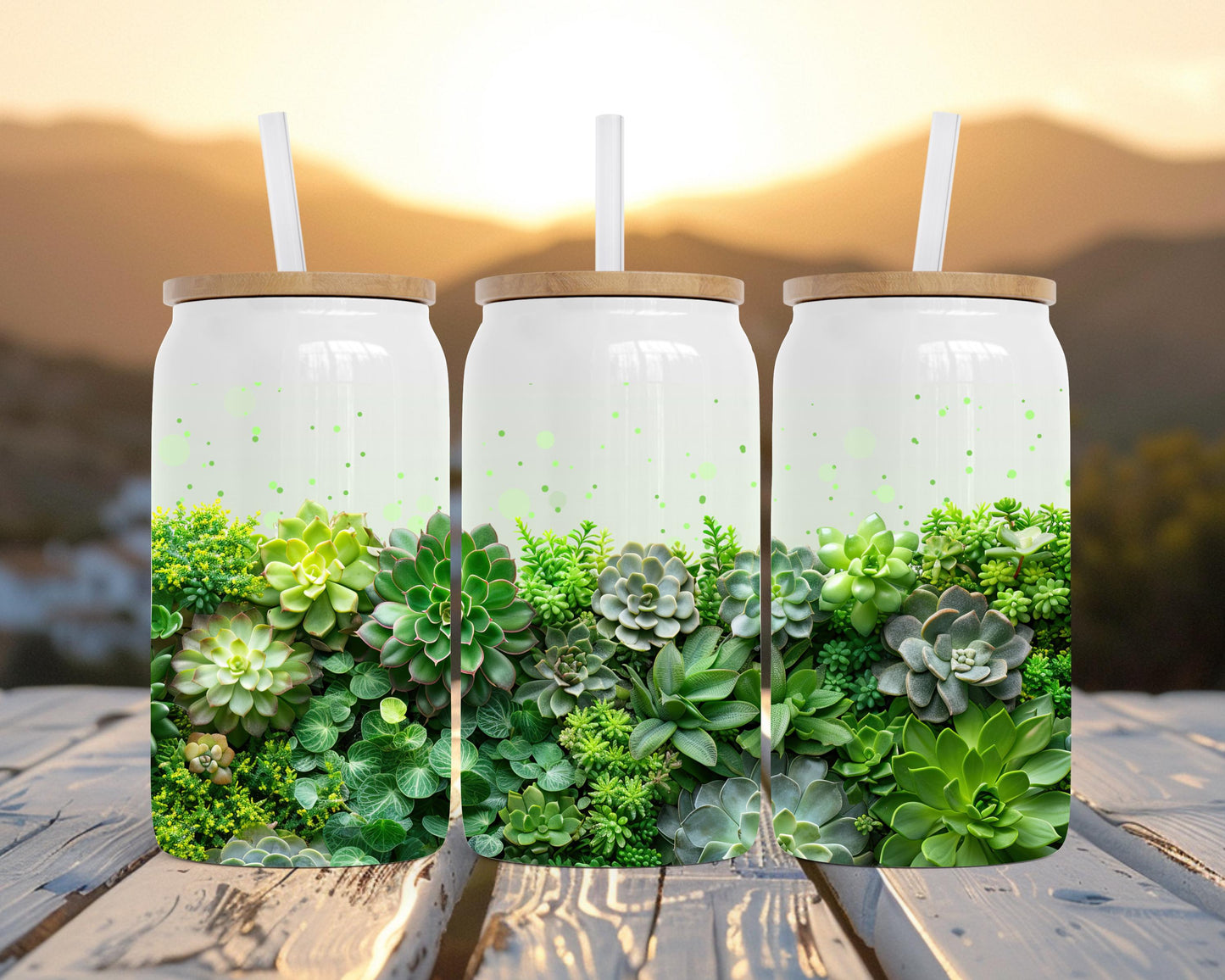 Succulent Plant Tumbler, Plant Mom Gift, 16oz Botanical Soda Can, Terrarium Tumbler