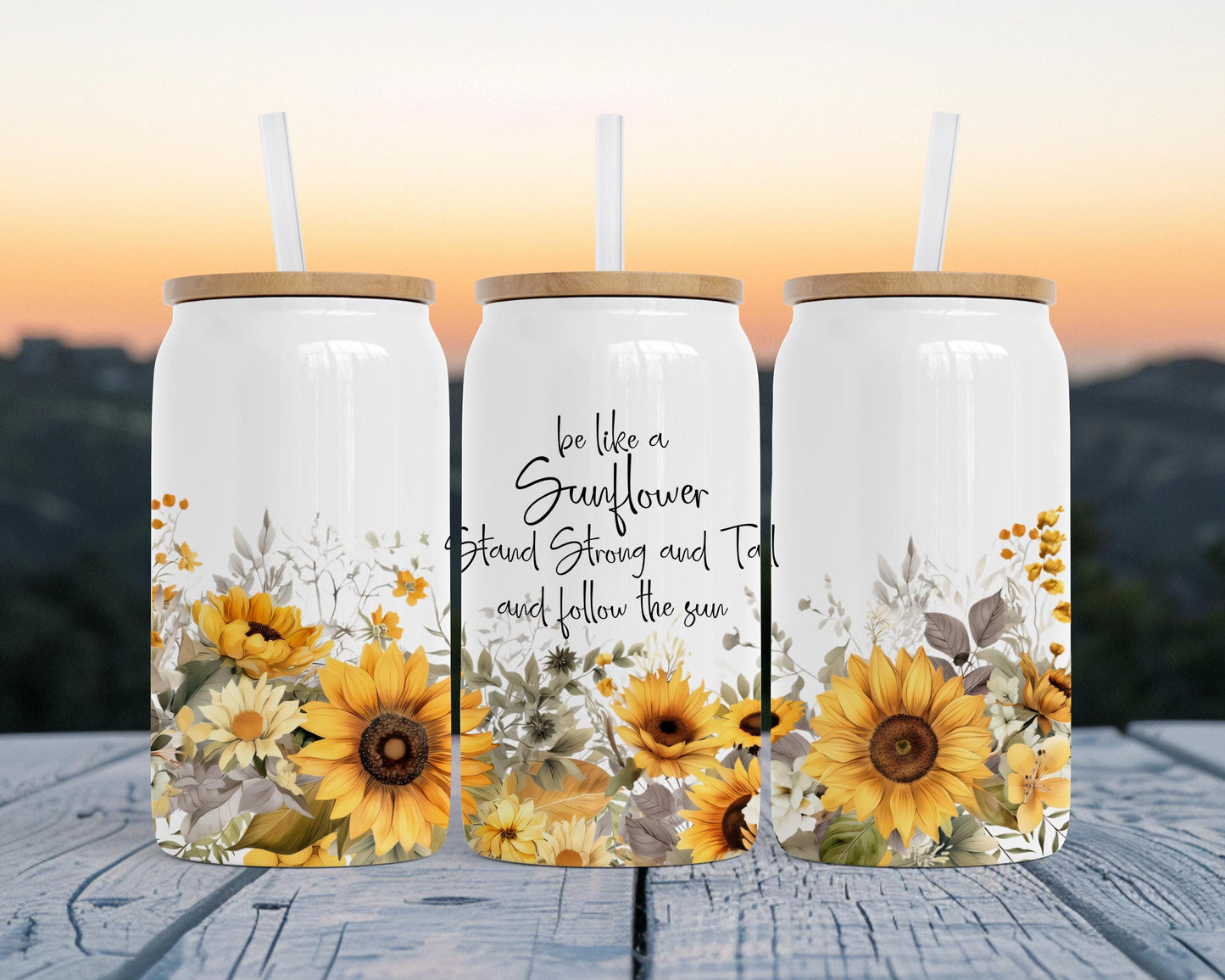 Sunflower Quote Insulated Tumbler, 16oz Stainless Steel Gift, Be Like a Sunflower Travel Cup