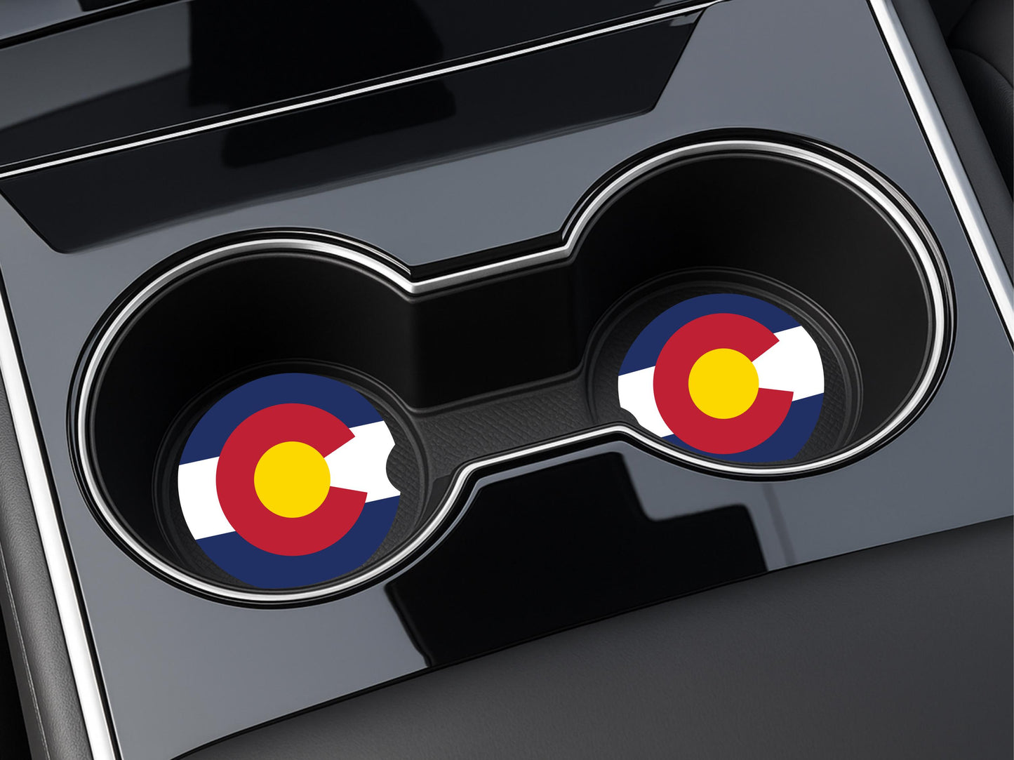 Colorado Circle Logo Sandstone Car Coasters, Unique Gifts for Him, Car Cup Holder