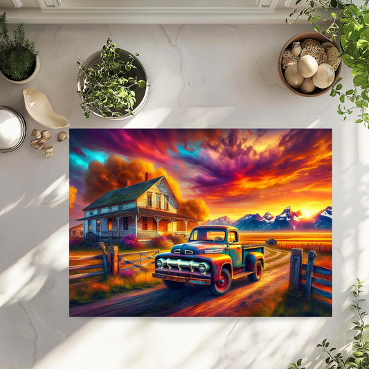 Sunset Mountain Farm Rustic Cutting Board - Charming Kitchen Decor  Ideal Homestead Gift