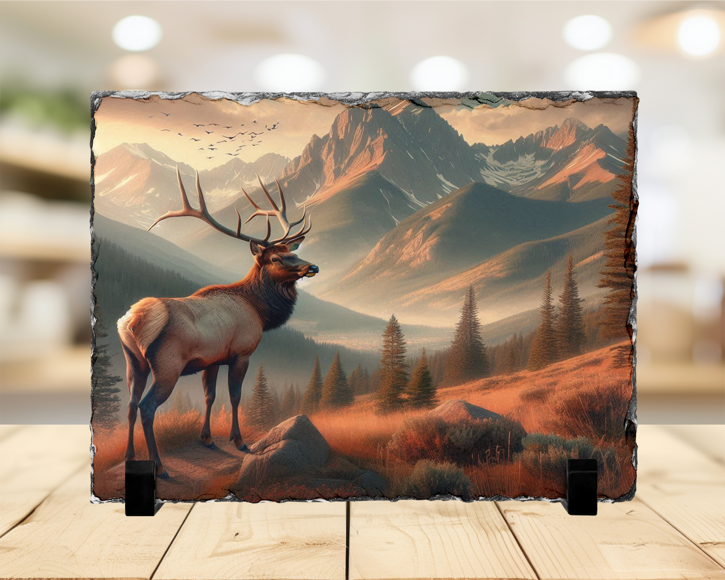 Elk Photo Slate with Stand, Colorado Wildlife Decor