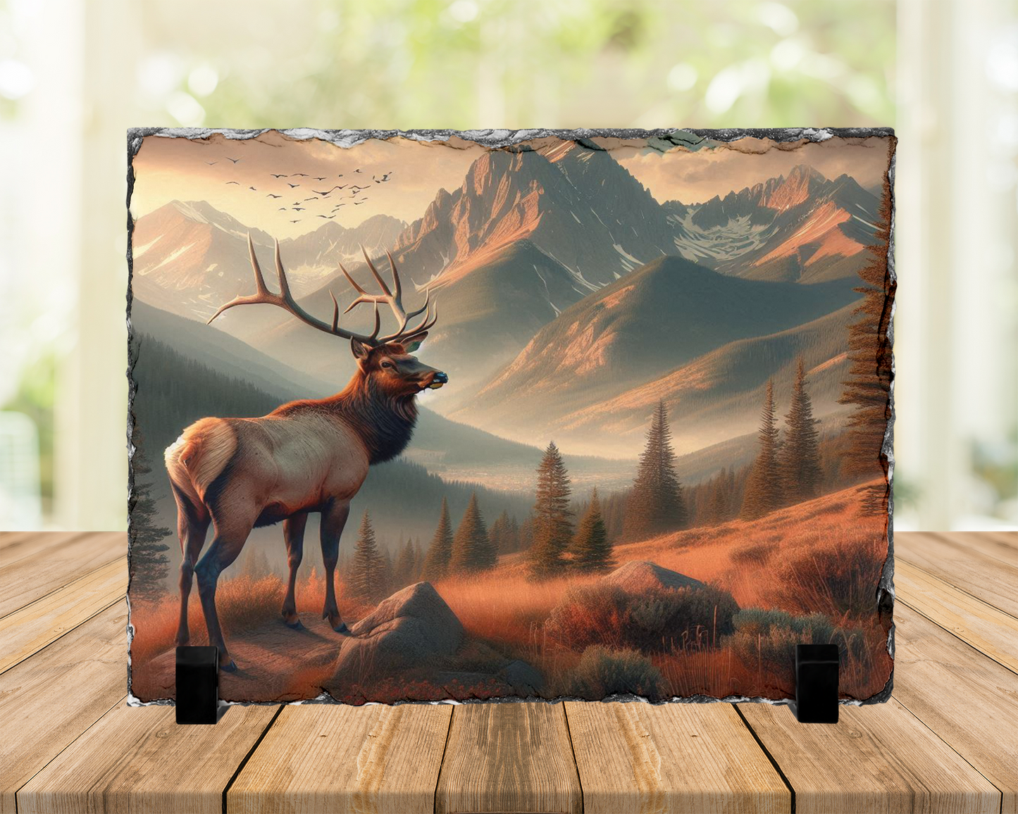 Elk Photo Slate with Stand, Colorado Wildlife Decor