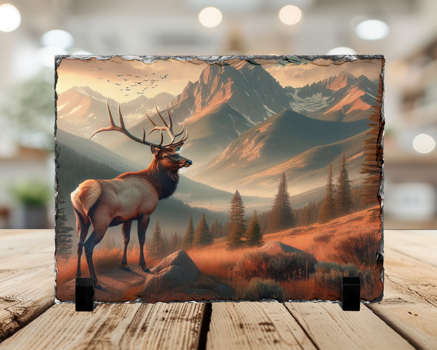 Elk Photo Slate with Stand, Colorado Wildlife Decor