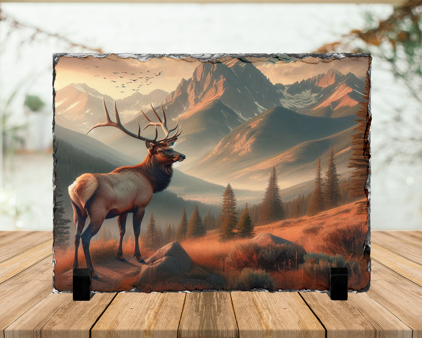 Elk Photo Slate with Stand, Colorado Wildlife Decor