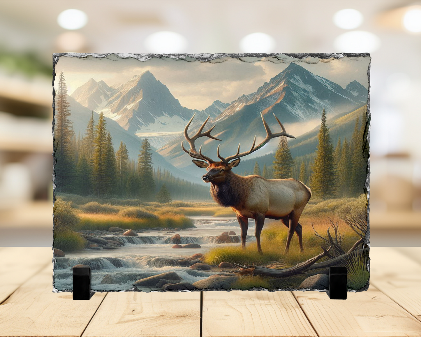 Nature Lover Gift, Elk River Scene Photo Slate