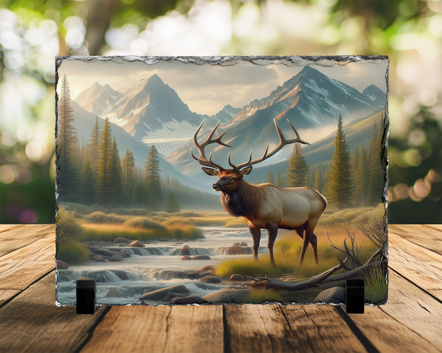 Nature Lover Gift, Elk River Scene Photo Slate