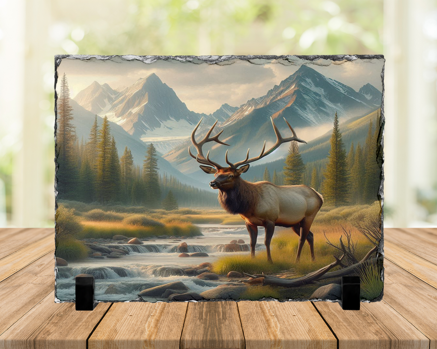 Nature Lover Gift, Elk River Scene Photo Slate