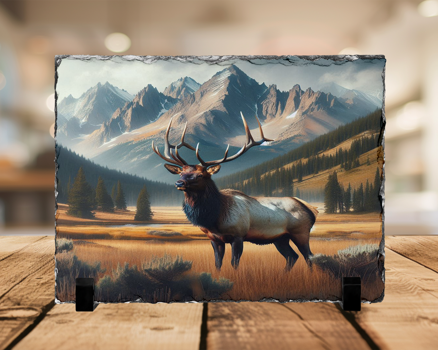 Colorado Wildlife Photo Slate, Elk in Mountain Valley Home Decor