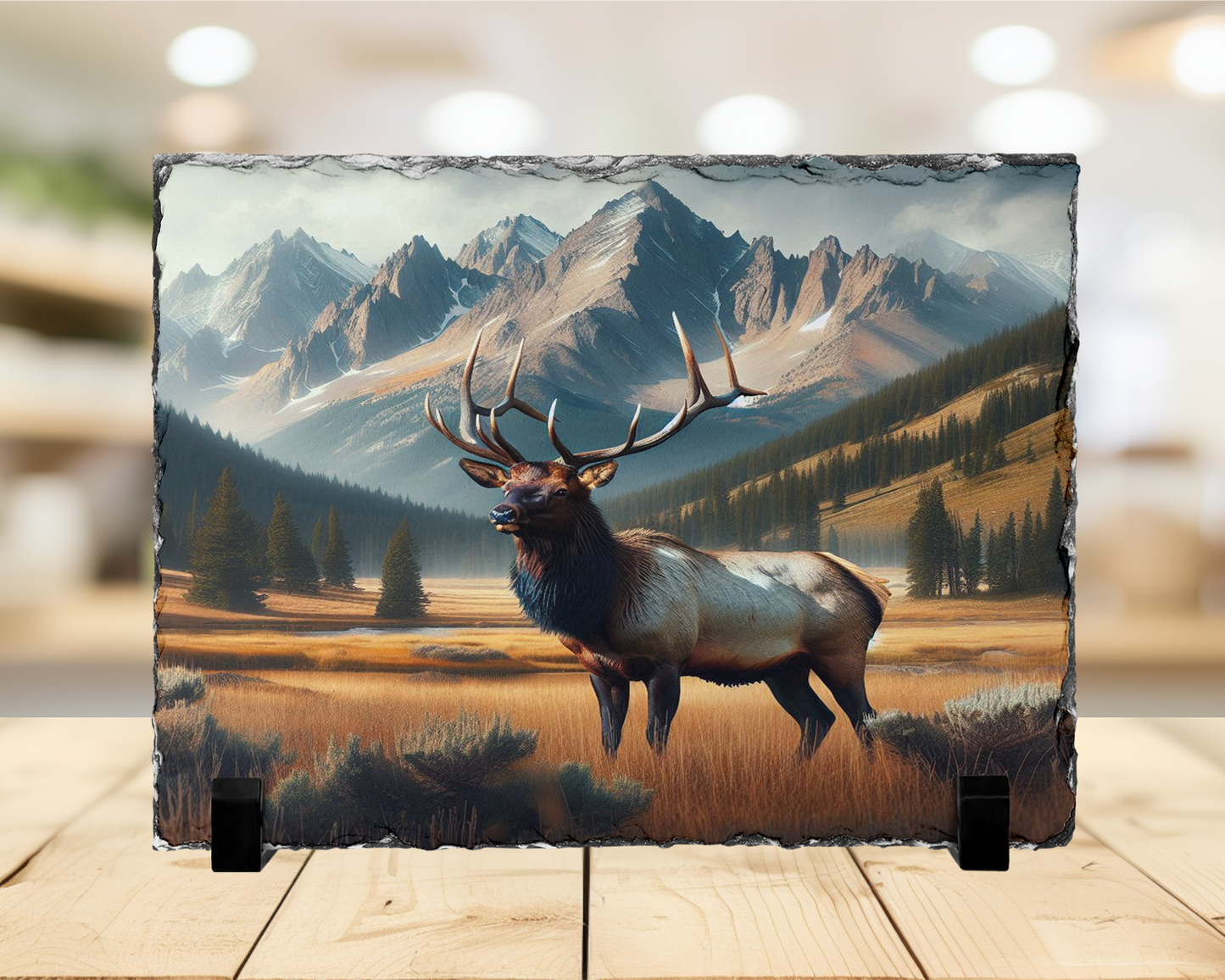 Colorado Wildlife Photo Slate, Elk in Mountain Valley Home Decor